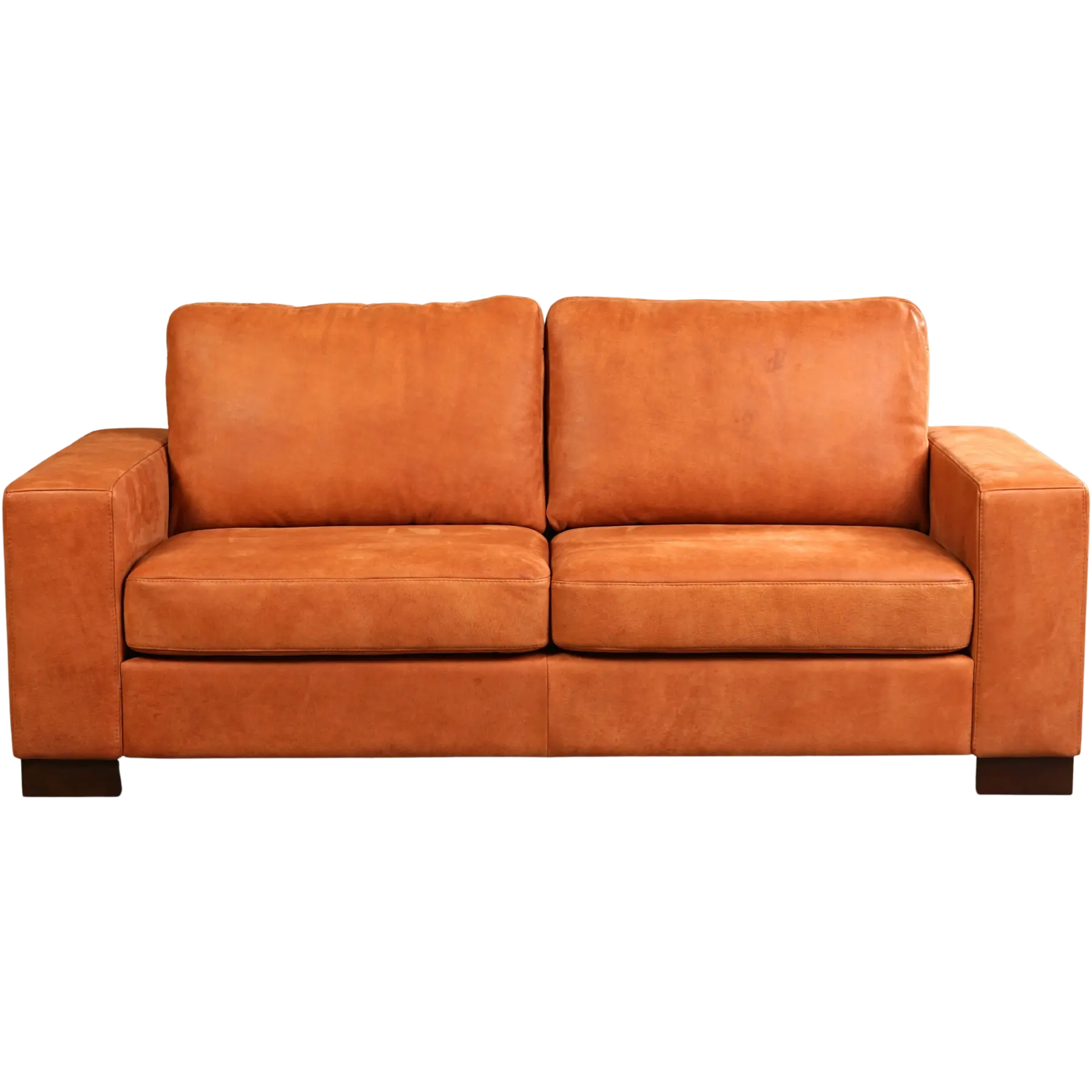 afbeelding van Leren bank Enjoy - 2,5 zits - Kenia Rost (oranje) - Poten hout bruin