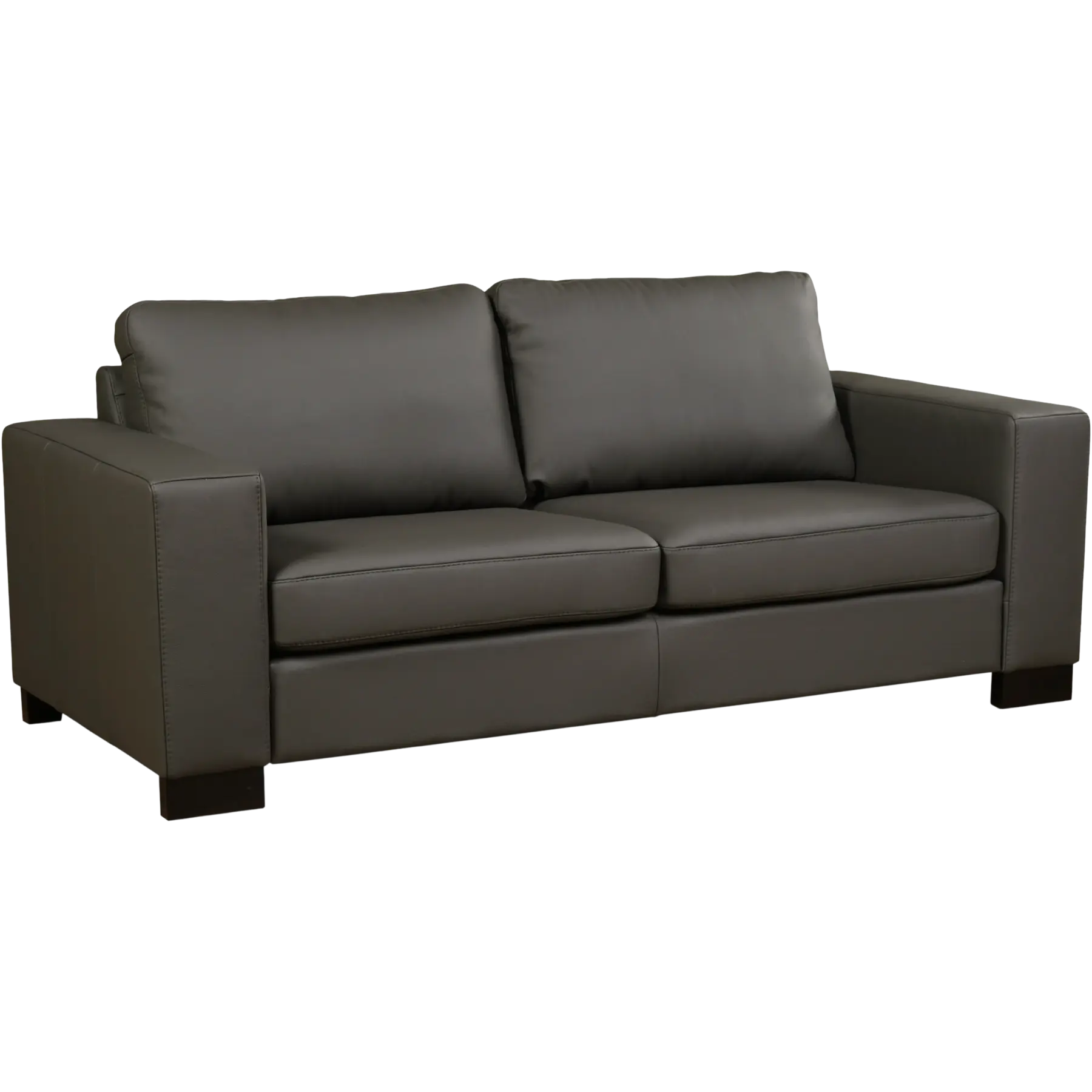 afbeelding van Leren bank Enjoy - 2,5 zits - Toledo Antracite (donkergrijs) - Poten hout zwart