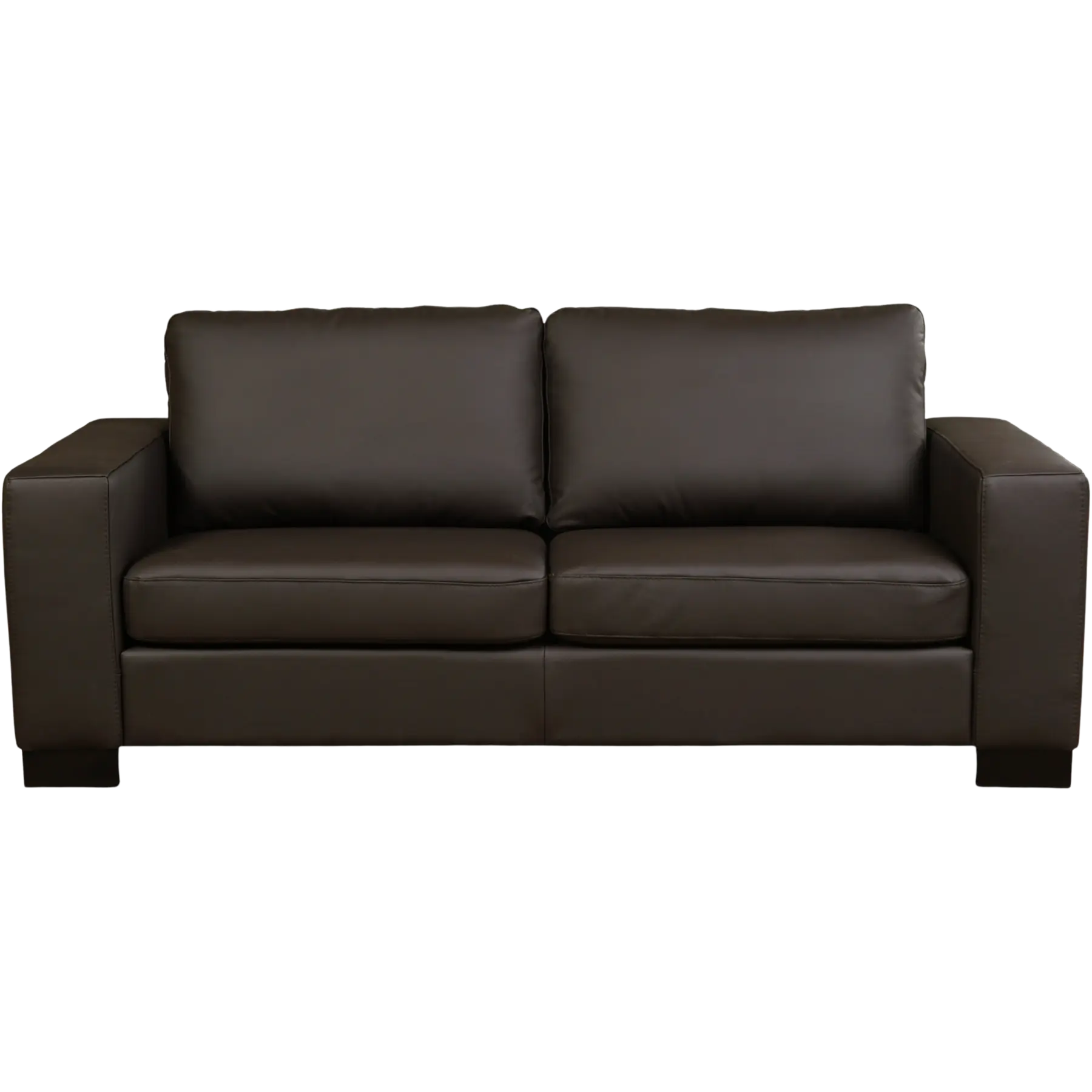 afbeelding van Leren bank Enjoy - 2,5 zits - Toledo Caffe (donkerbruin) - Poten hout zwart