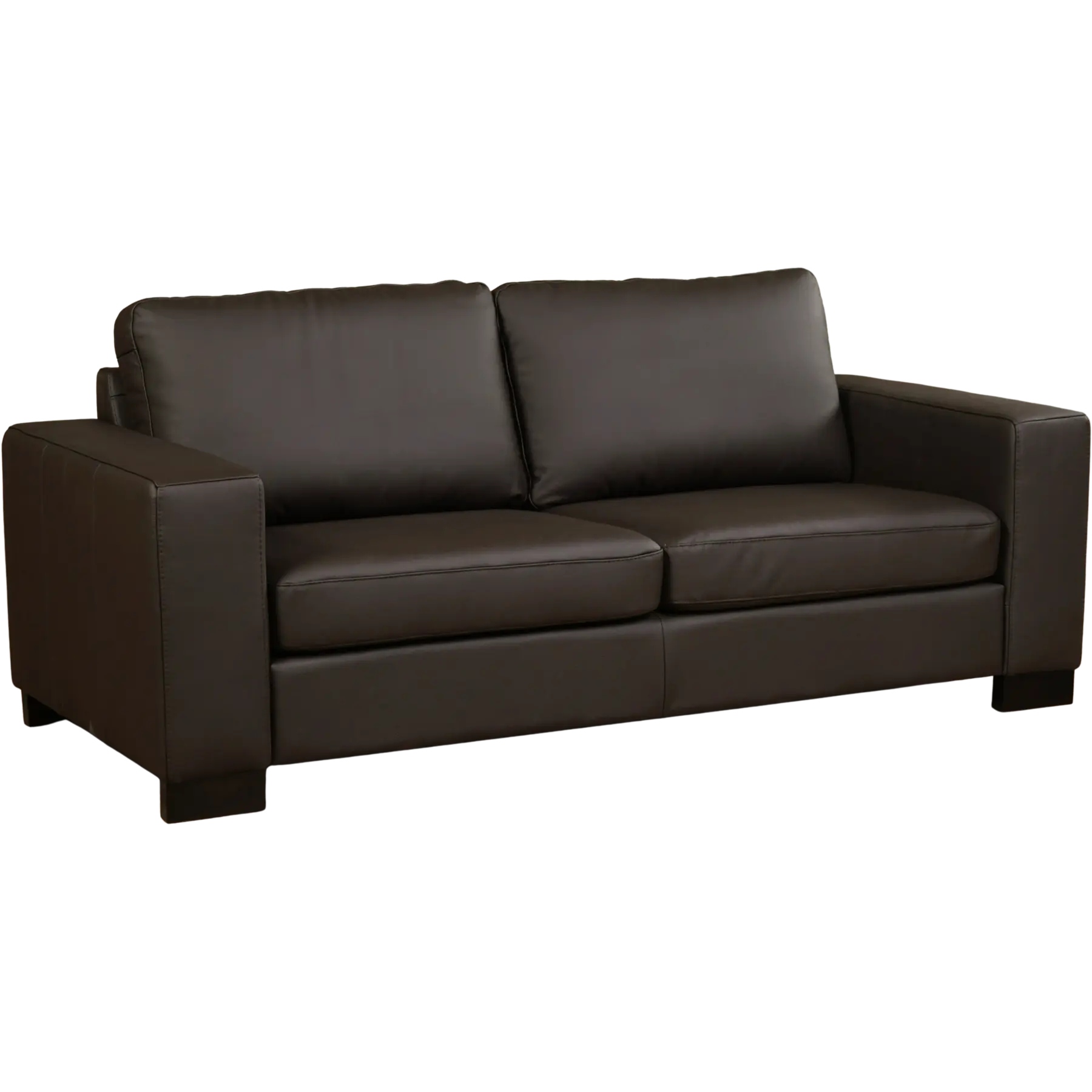 afbeelding van Leren bank Enjoy - 2,5 zits - Toledo Caffe (donkerbruin) - Poten hout zwart