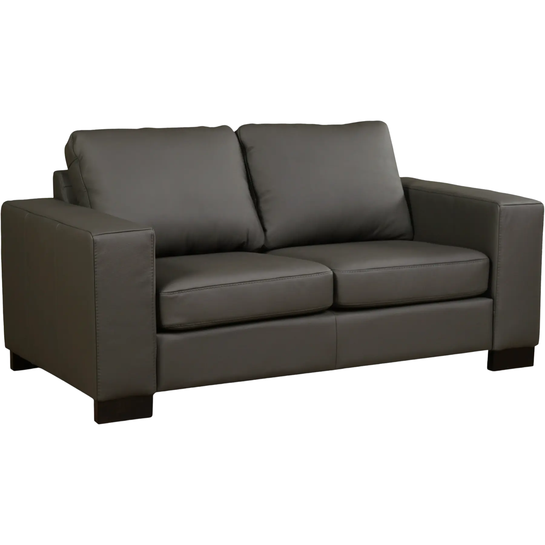 afbeelding van Leren bank Enjoy - 2 zits - Hermes Antracite (donkergrijs) - Poten hout zwart