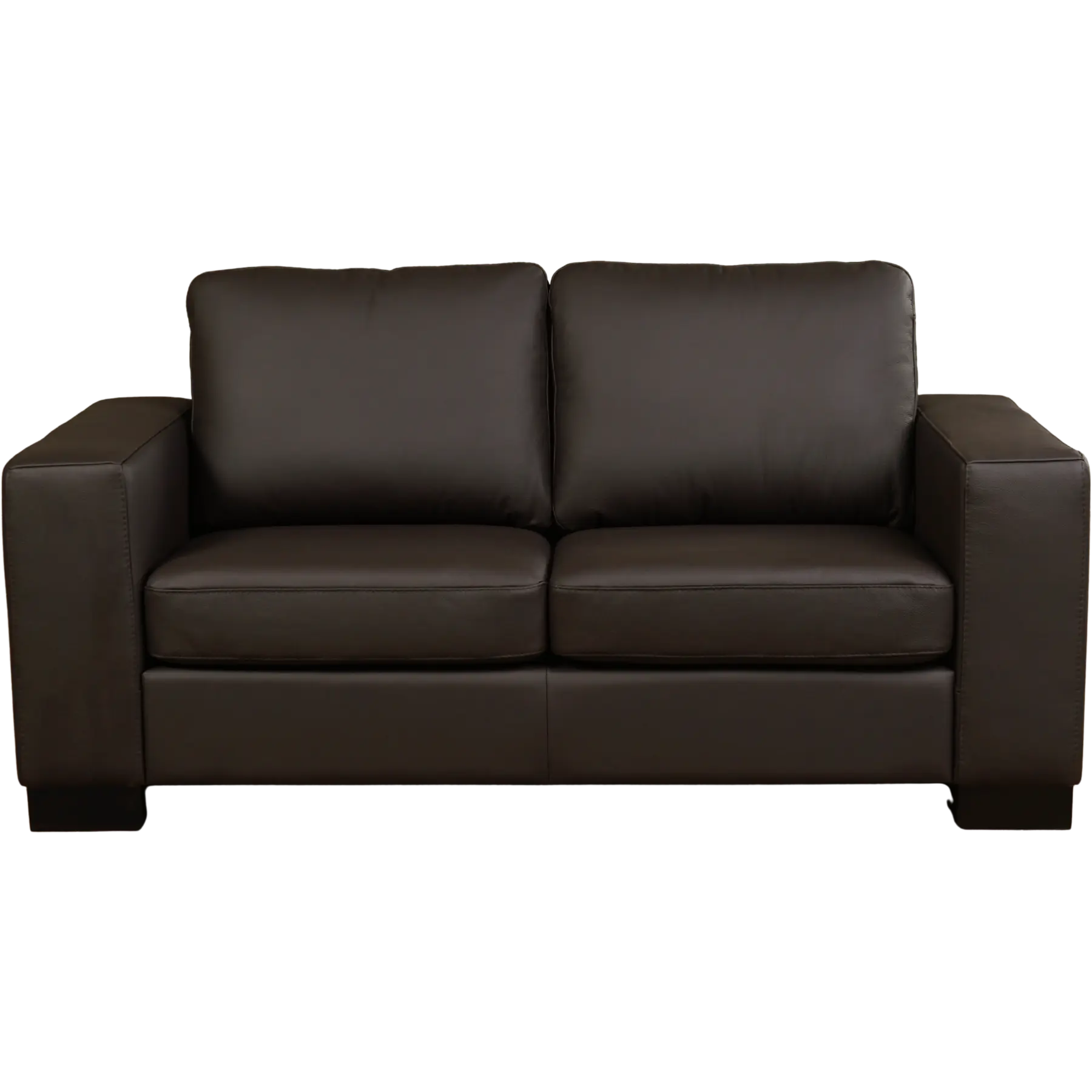 afbeelding van Leren bank Enjoy - 2 zits - Hermes Caffe (donkerbruin) - Poten hout zwart