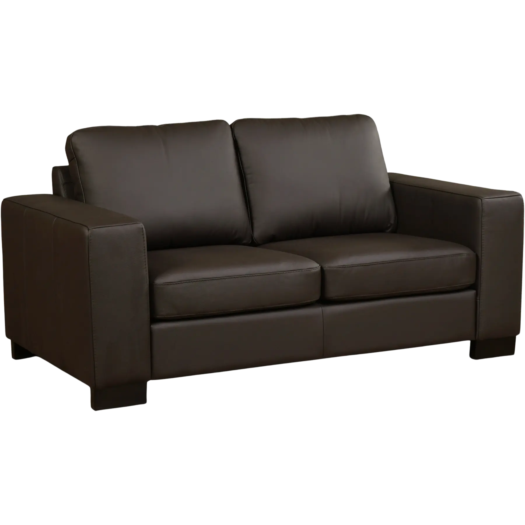 afbeelding van Leren bank Enjoy - 2 zits - Hermes Caffe (donkerbruin) - Poten hout zwart