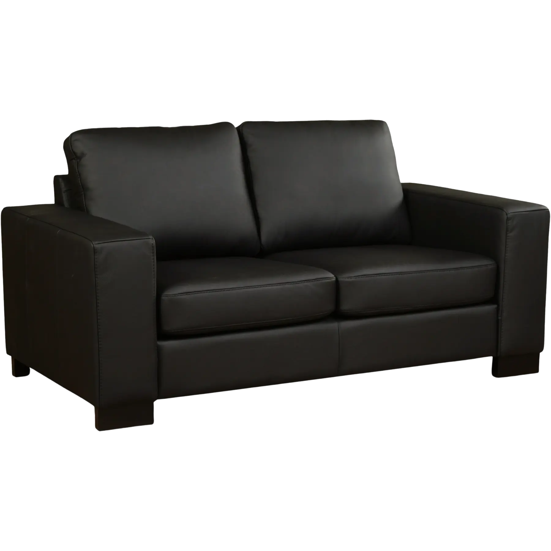 afbeelding van Leren bank Enjoy - 2 zits - Hermes Nero (zwart) - Poten hout zwart