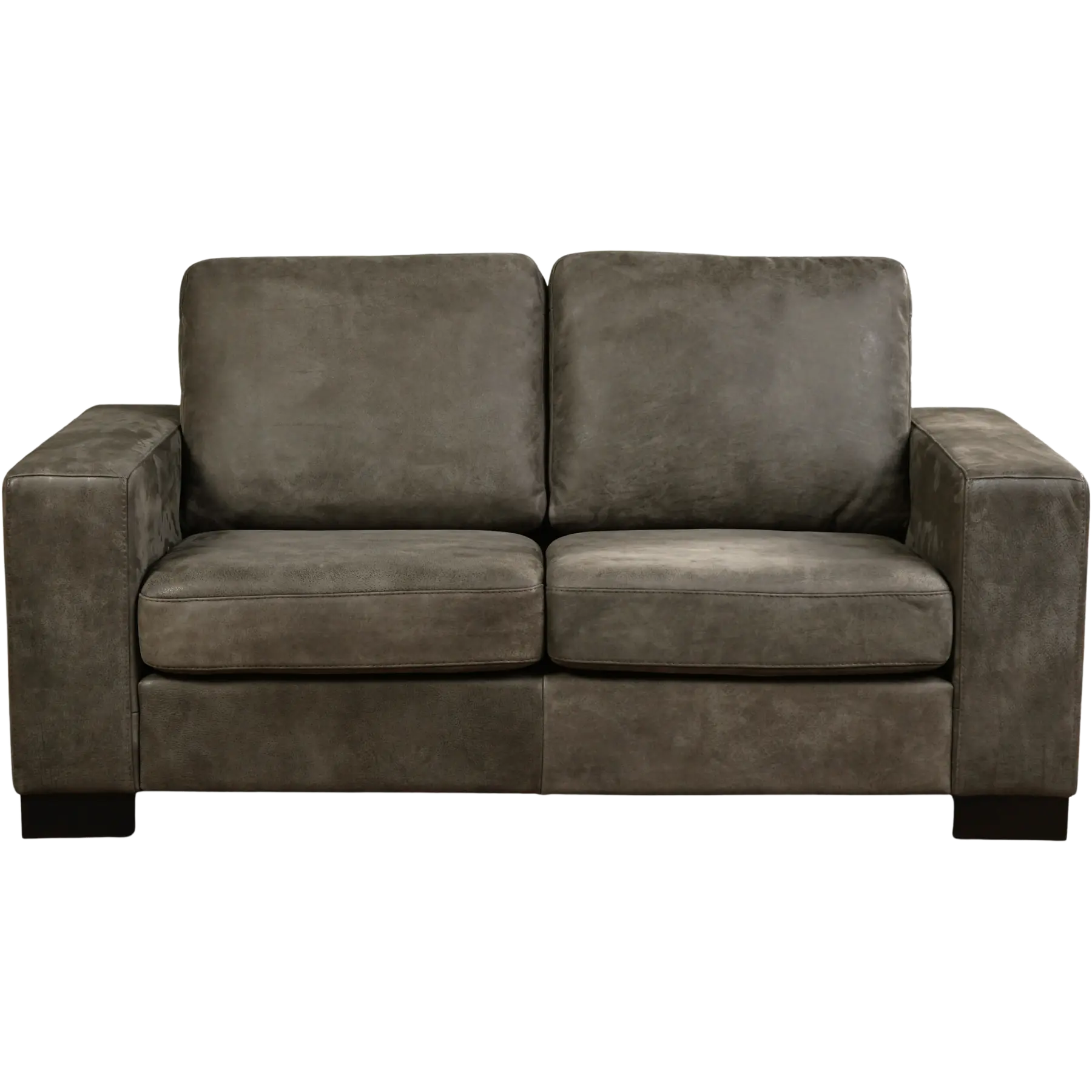 afbeelding van Leren bank Enjoy - 2 zits - Kenia Antracite (grijs) - Poten hout zwart