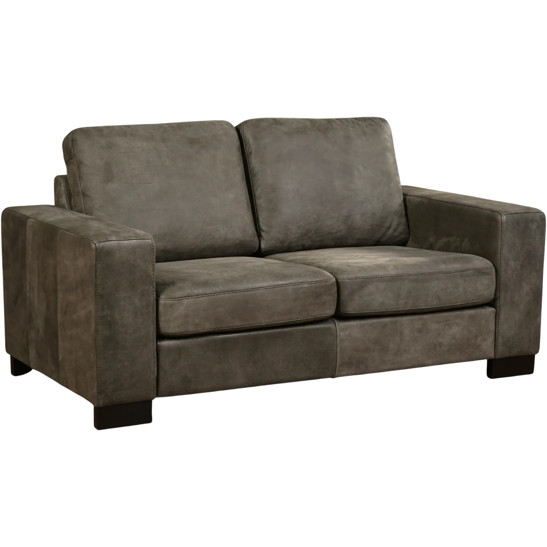 afbeelding van Leren bank Enjoy - 2 zits - Kenia Antracite (grijs) - Poten hout zwart