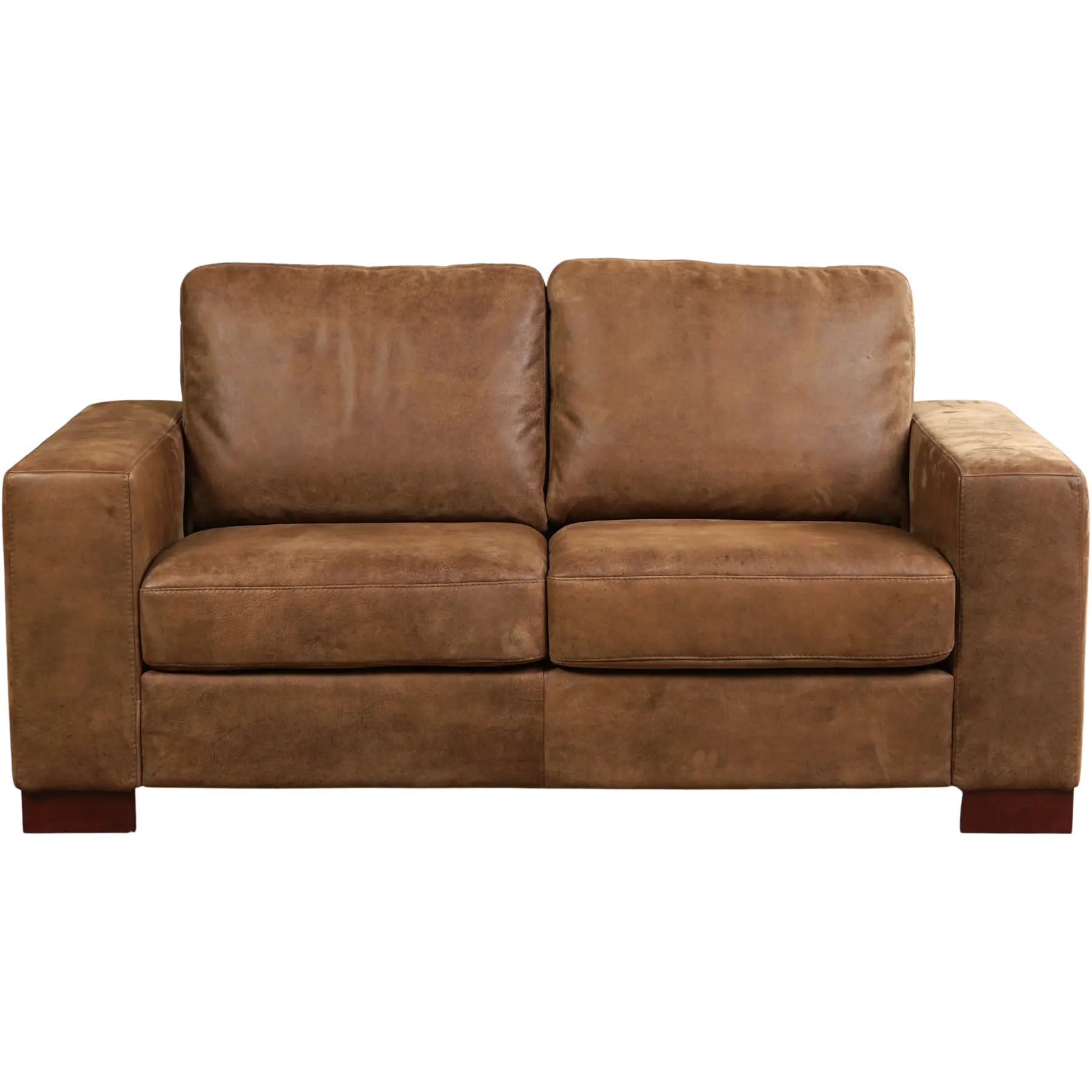 afbeelding van Leren bank Enjoy - 2 zits - Kenia Brown (bruin) - Poten hout bruin