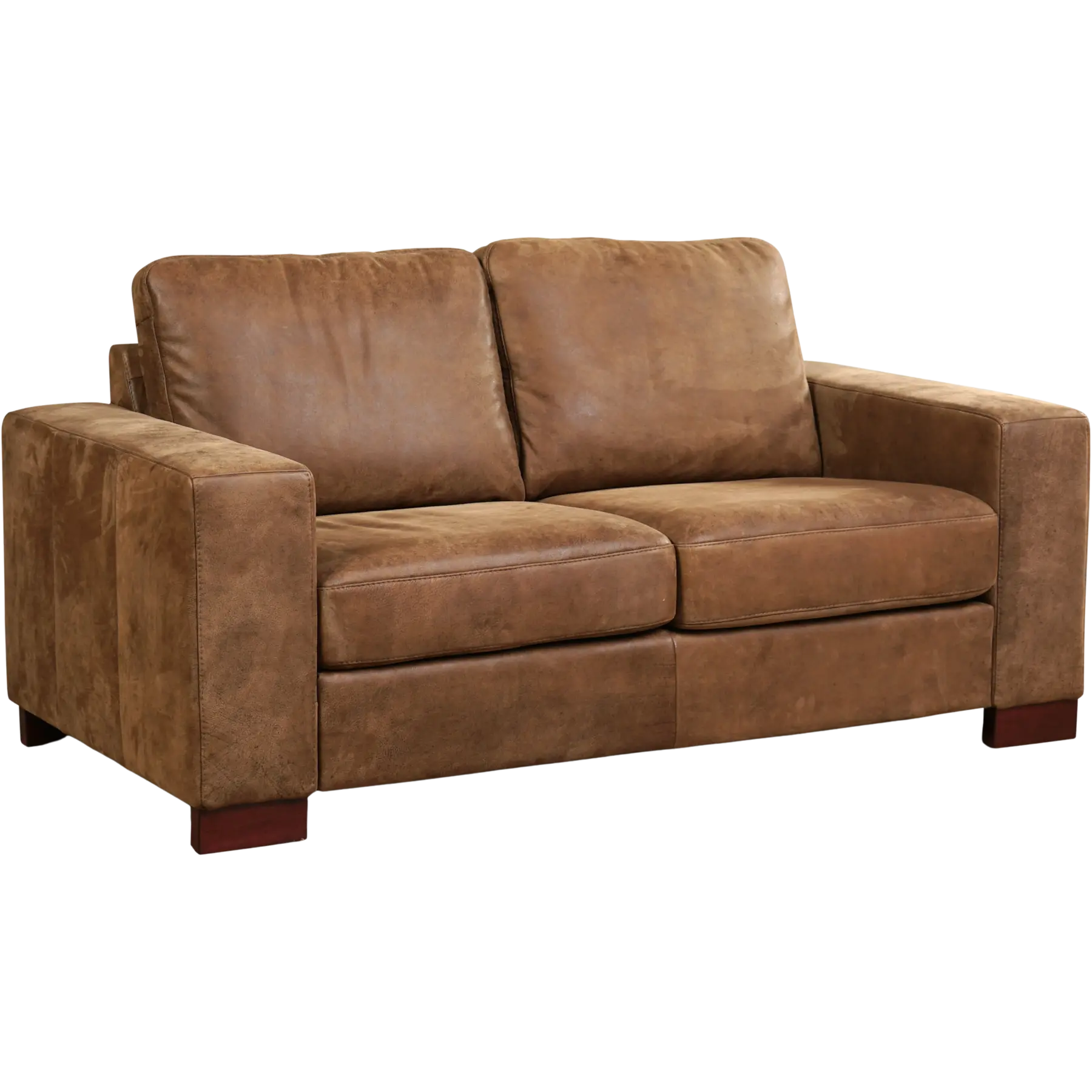 afbeelding van Leren bank Enjoy - 2 zits - Kenia Brown (bruin) - Poten hout bruin