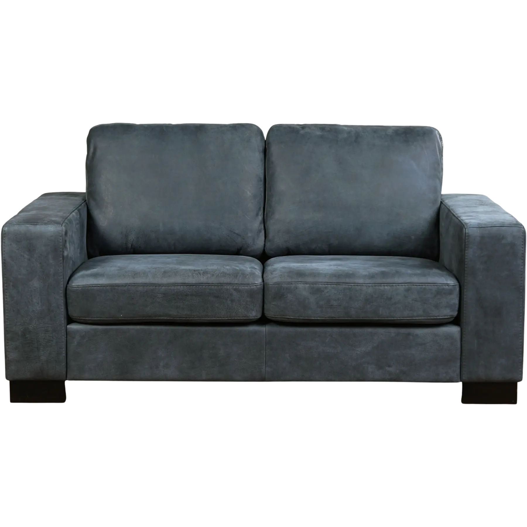 afbeelding van Leren bank Enjoy - 2 zits - Kenia Denim (blauw) - Poten hout bruin