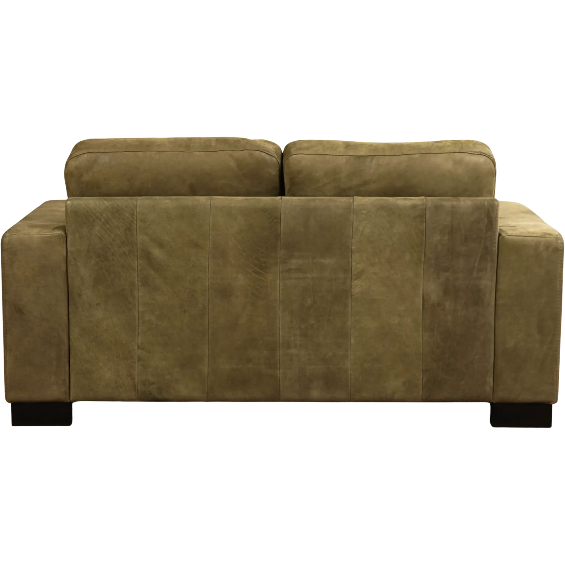 afbeelding van Leren bank Enjoy - 2 zits - Kenia Olive (olijf) - Poten hout zwart