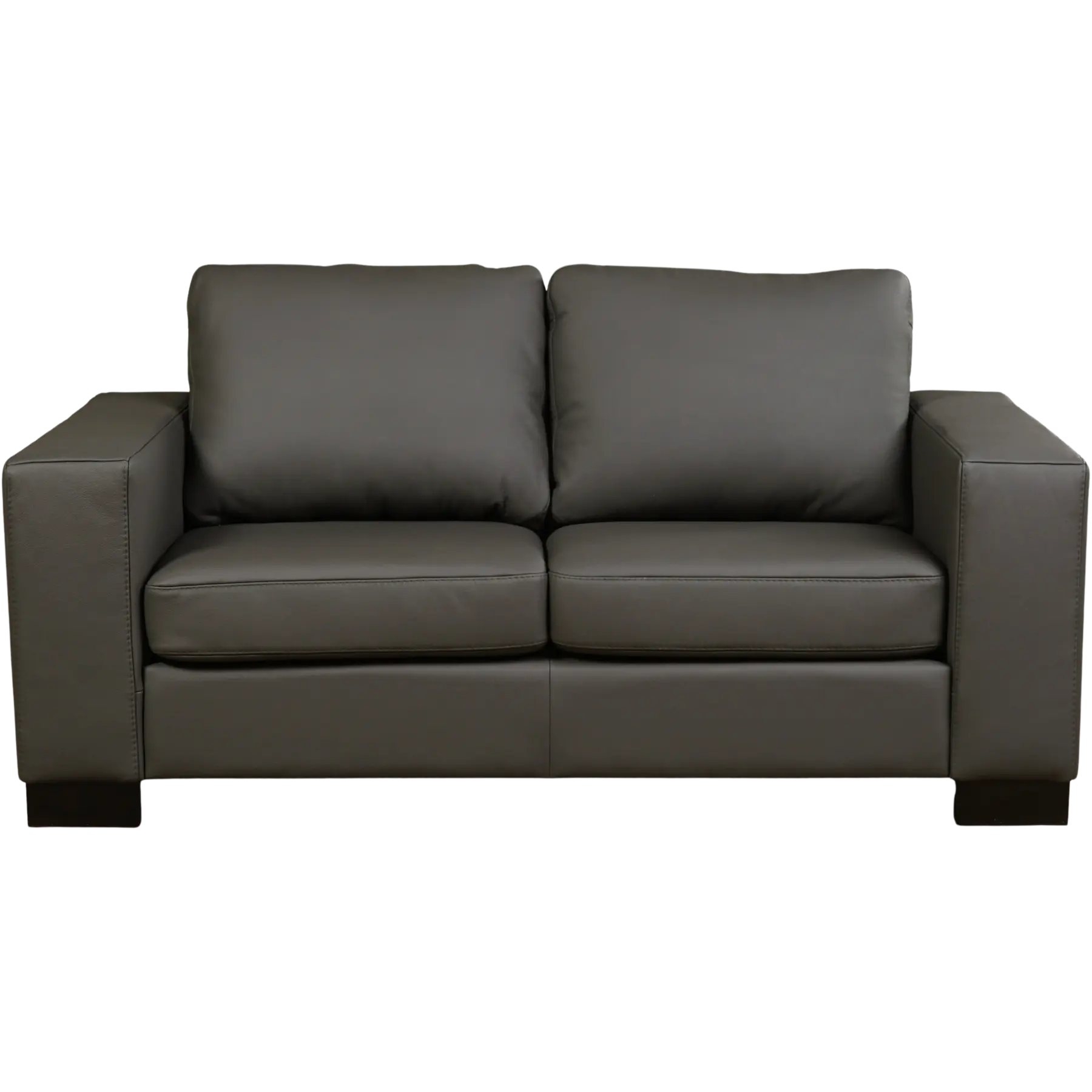 afbeelding van Leren bank Enjoy - 2 zits - Toledo Antracite (donkergrijs) - Poten hout zwart