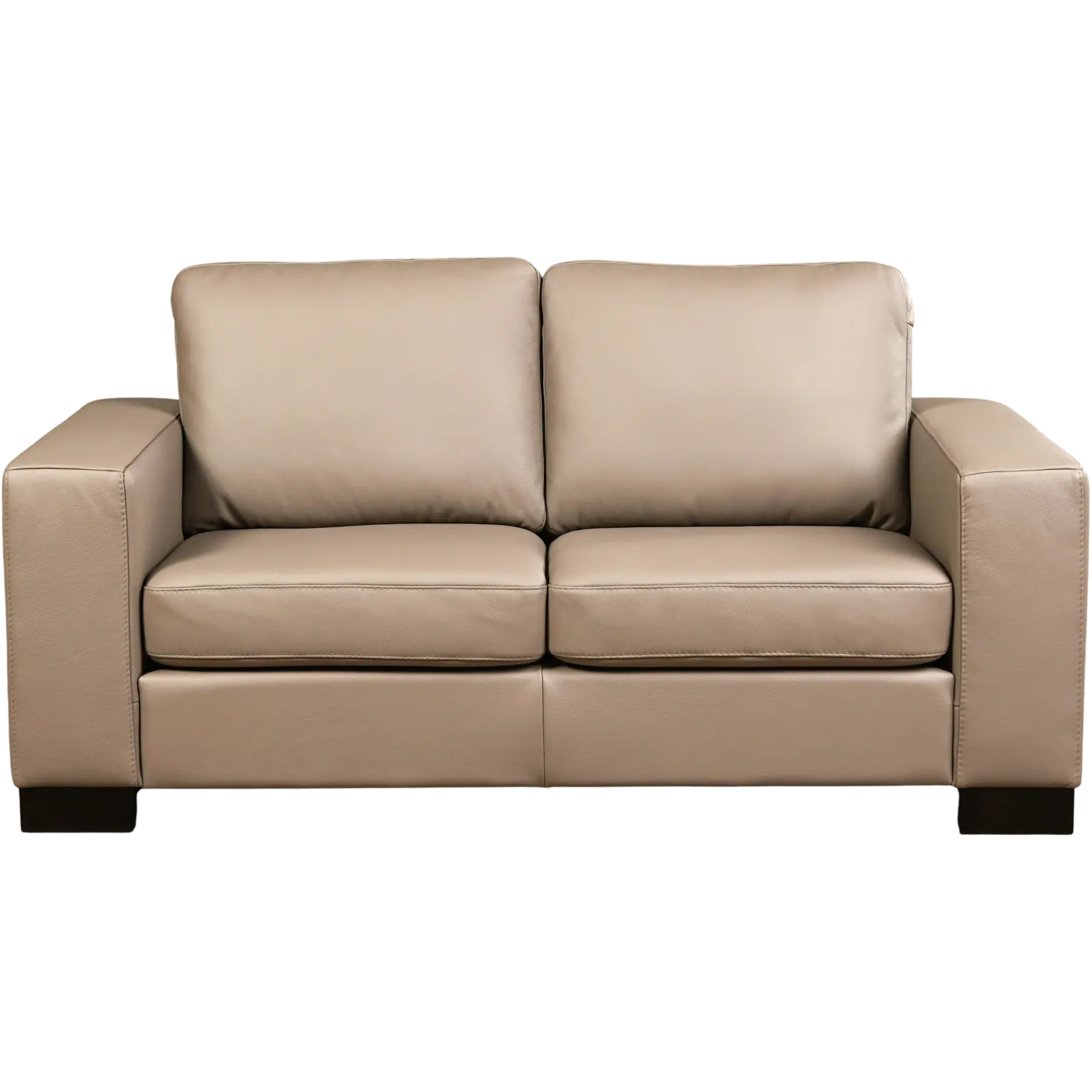 afbeelding van Leren bank Enjoy - 2 zits - Toledo Khaki (taupe/bruin) - Poten hout zwart