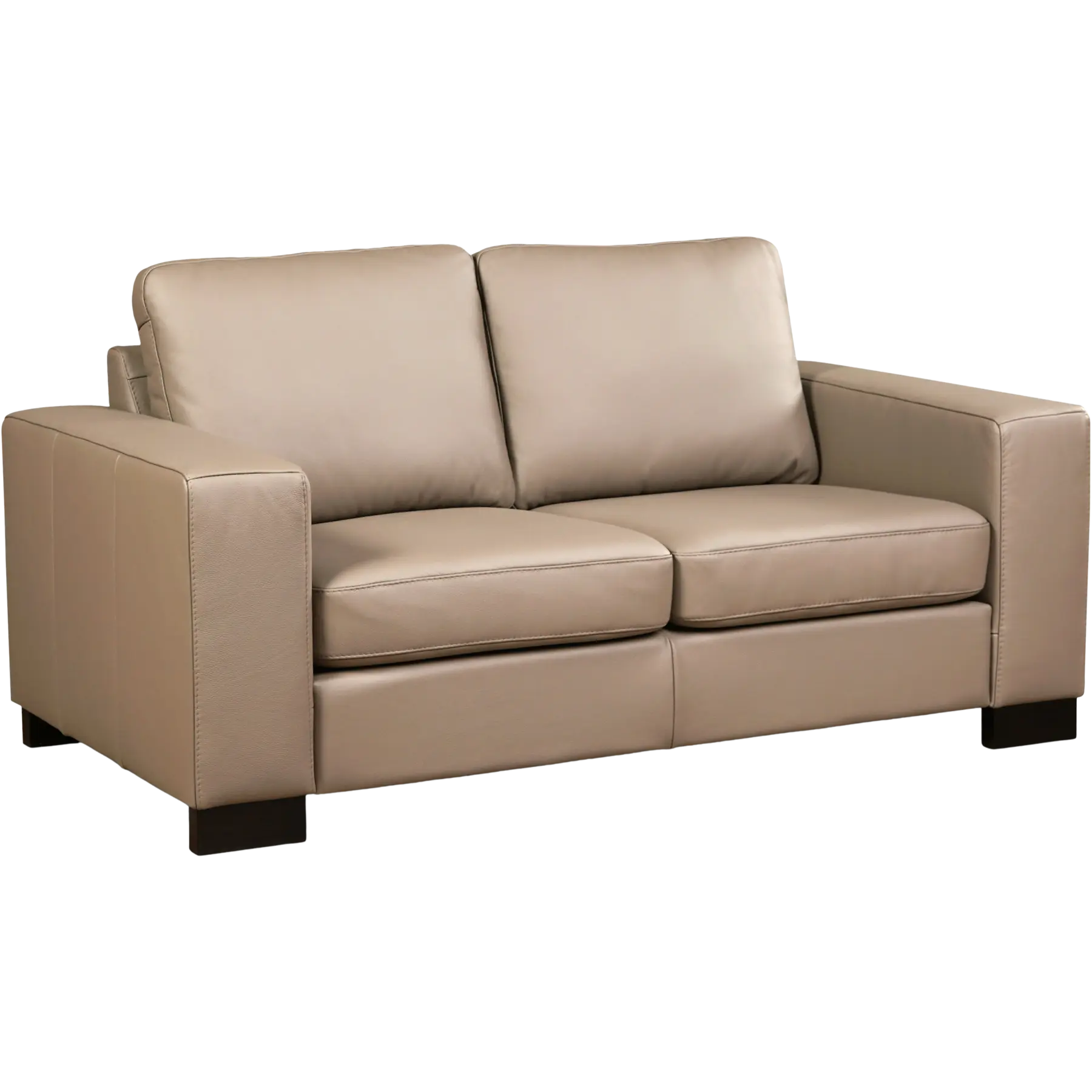 afbeelding van Leren bank Enjoy - 2 zits - Toledo Khaki (taupe/bruin) - Poten hout zwart