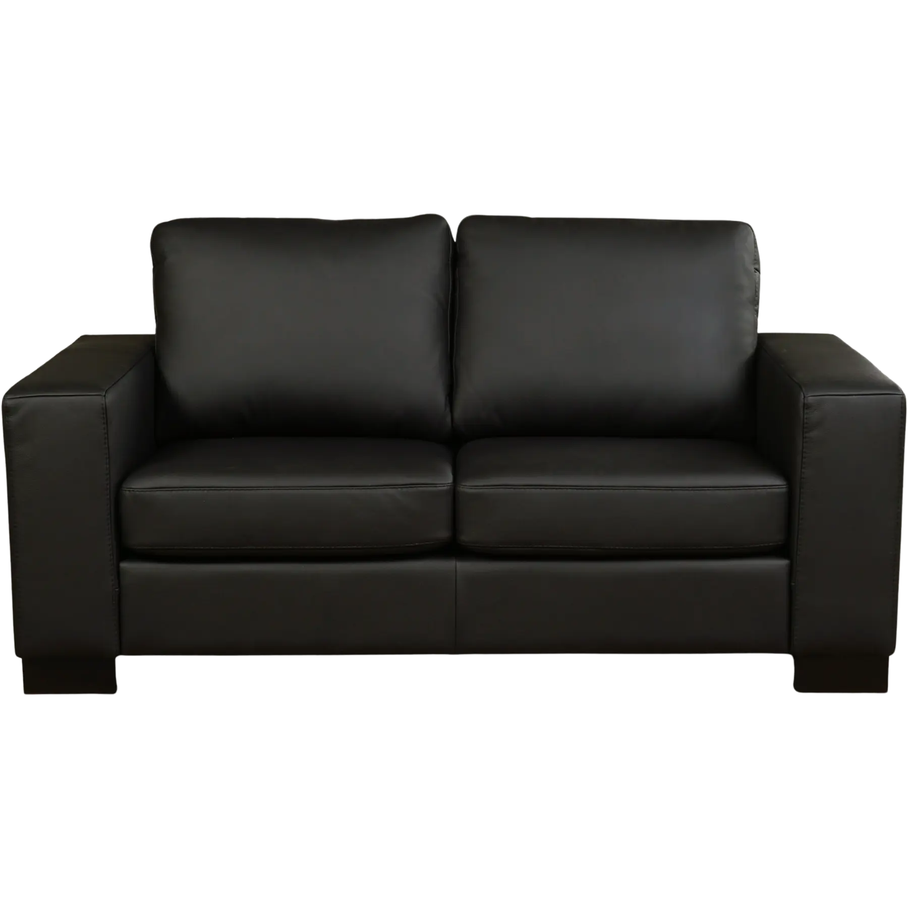 afbeelding van Leren bank Enjoy - 2 zits - Toledo Nero (zwart) - Poten hout zwart