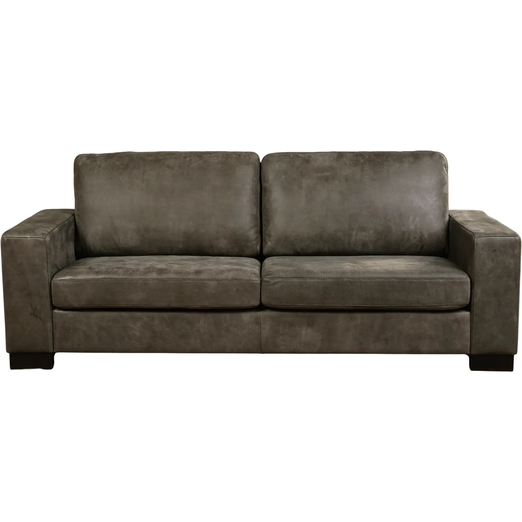 afbeelding van Leren bank Enjoy - 3 zits - Kenia Antracite (grijs) - Poten hout bruin