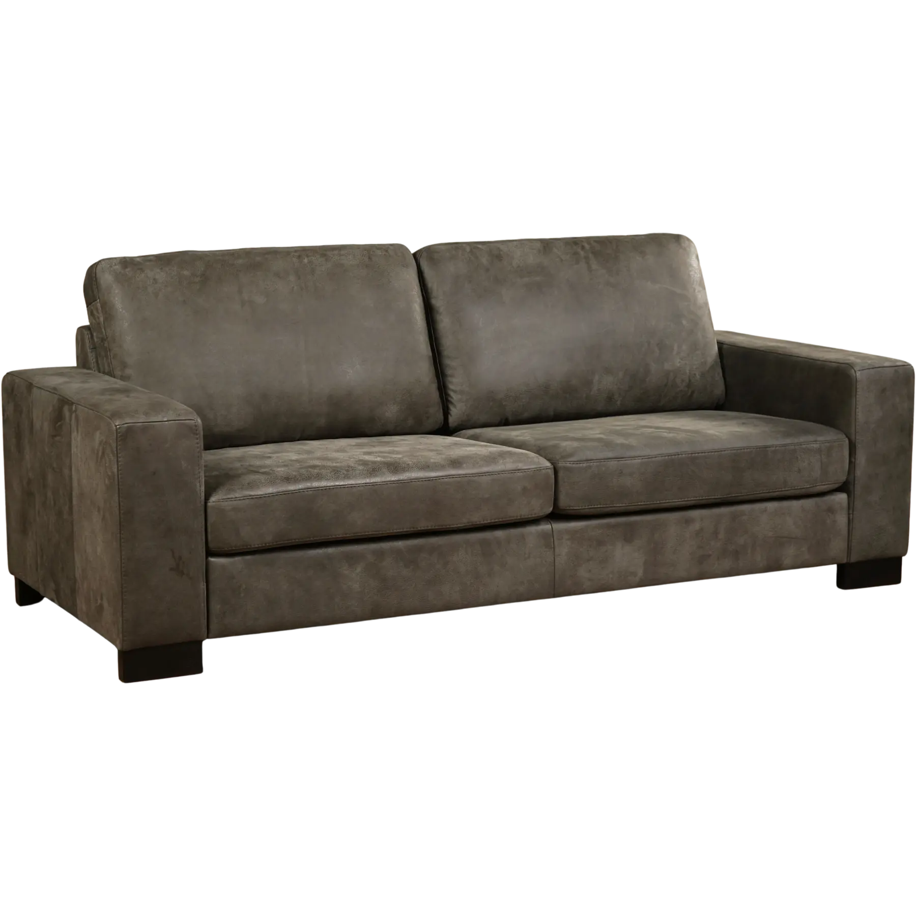 afbeelding van Leren bank Enjoy - 3 zits - Kenia Antracite (grijs) - Poten hout bruin