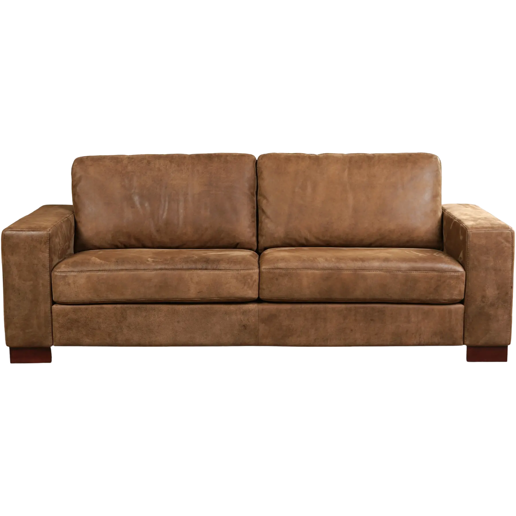 afbeelding van Leren bank Enjoy - 3 zits - Kenia Brown (bruin) - Poten hout bruin