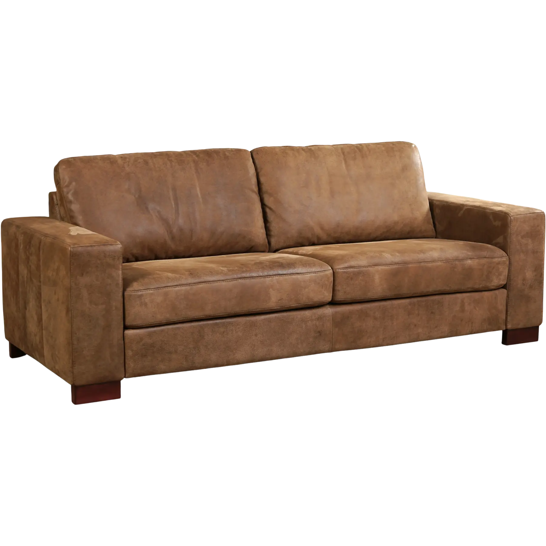 afbeelding van Leren bank Enjoy - 3 zits - Kenia Brown (bruin) - Poten hout bruin