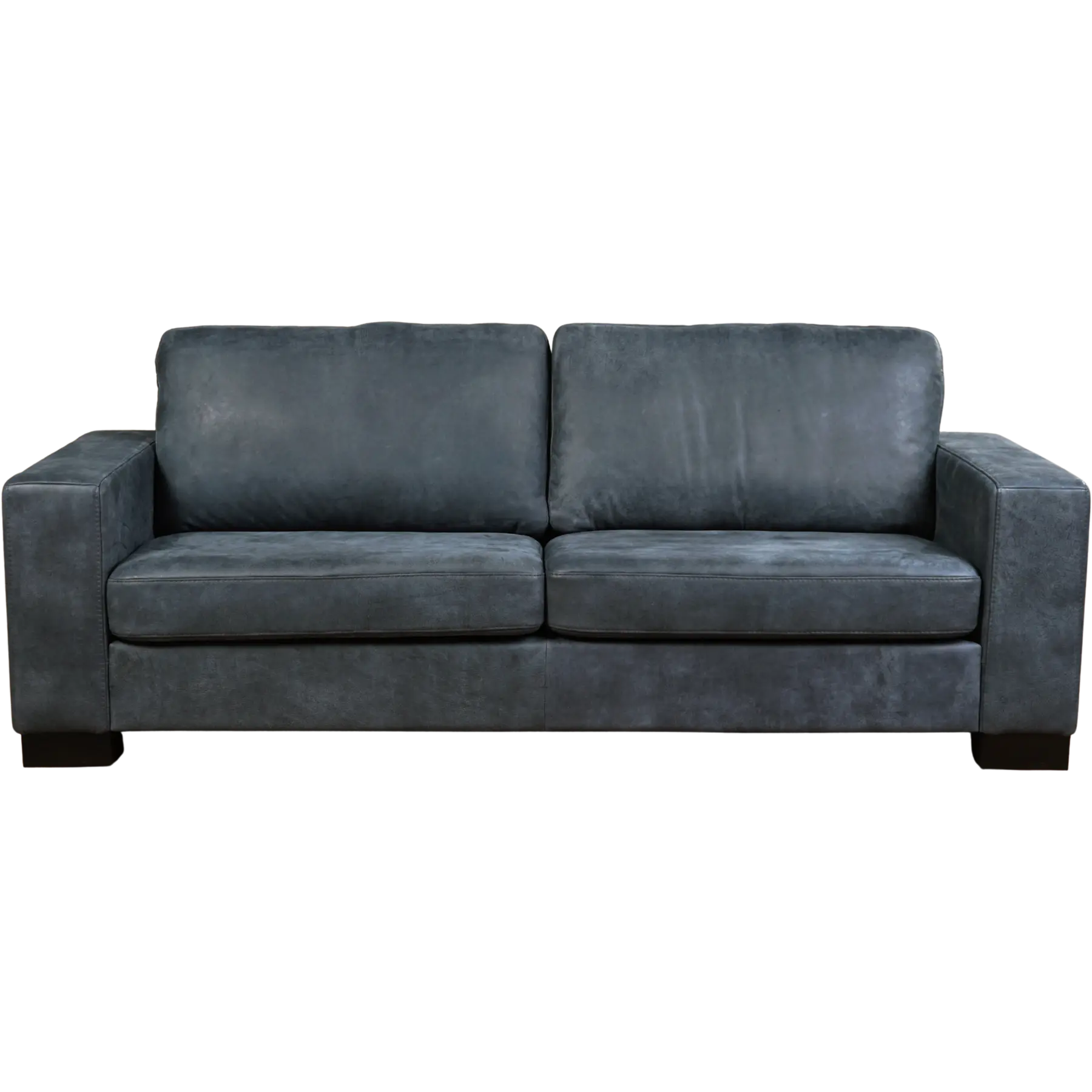 afbeelding van Leren bank Enjoy - 3 zits - Kenia Denim (blauw) - Poten hout bruin