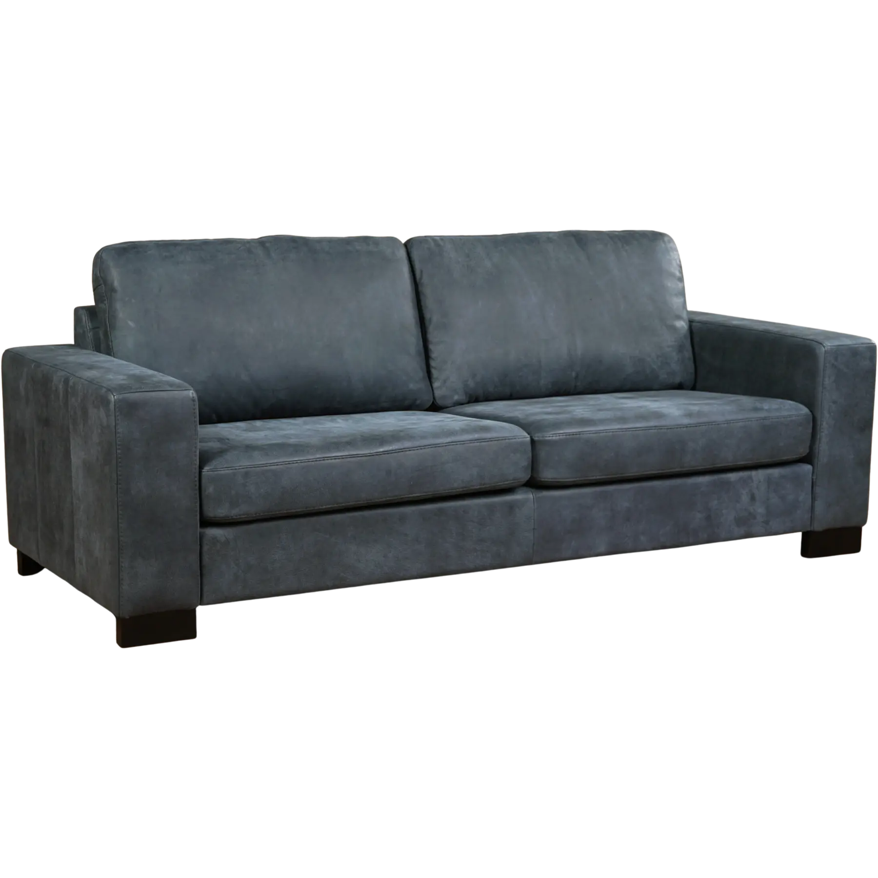 afbeelding van Leren bank Enjoy - 3 zits - Kenia Denim (blauw) - Poten hout bruin