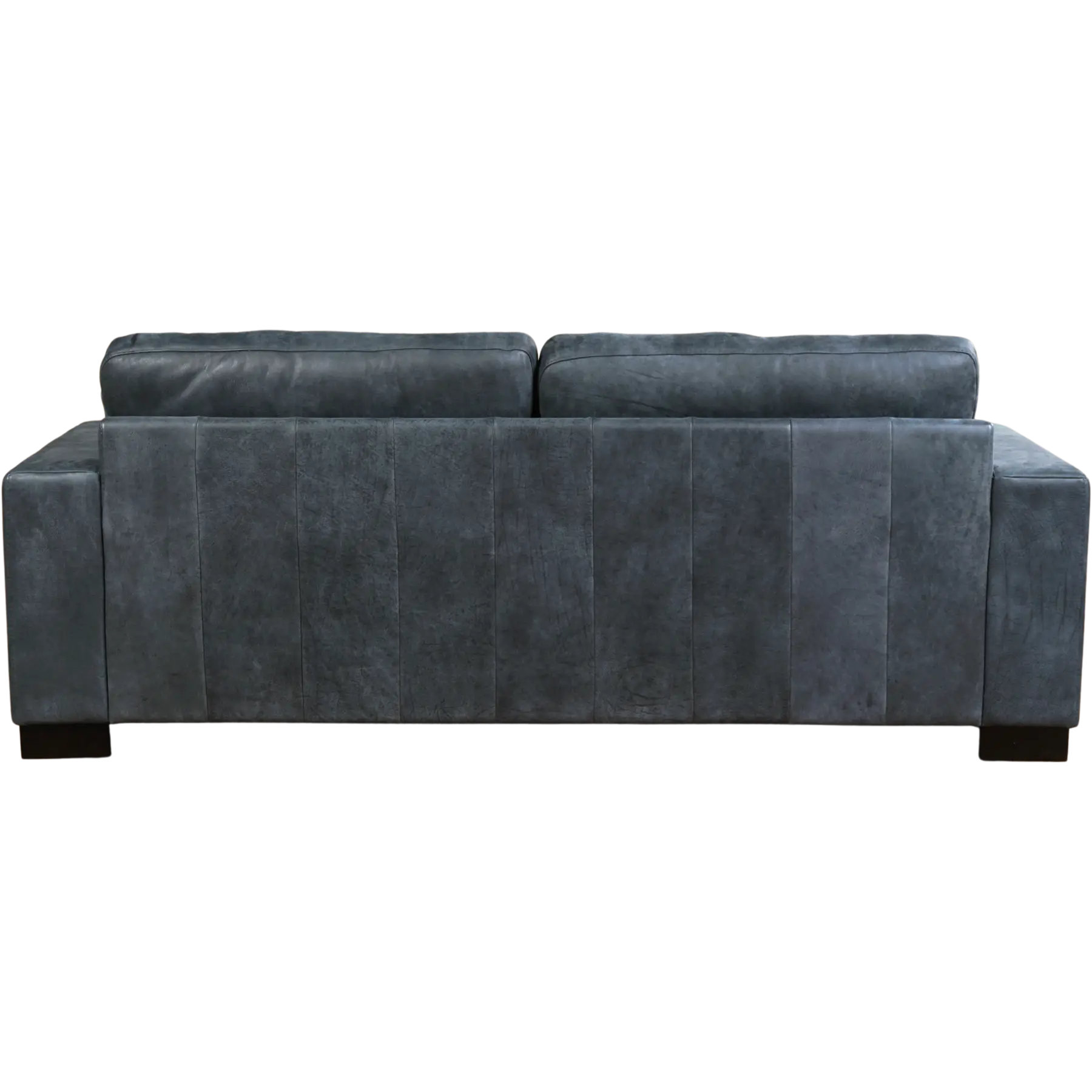 afbeelding van Leren bank Enjoy - 3 zits - Kenia Denim (blauw) - Poten hout bruin