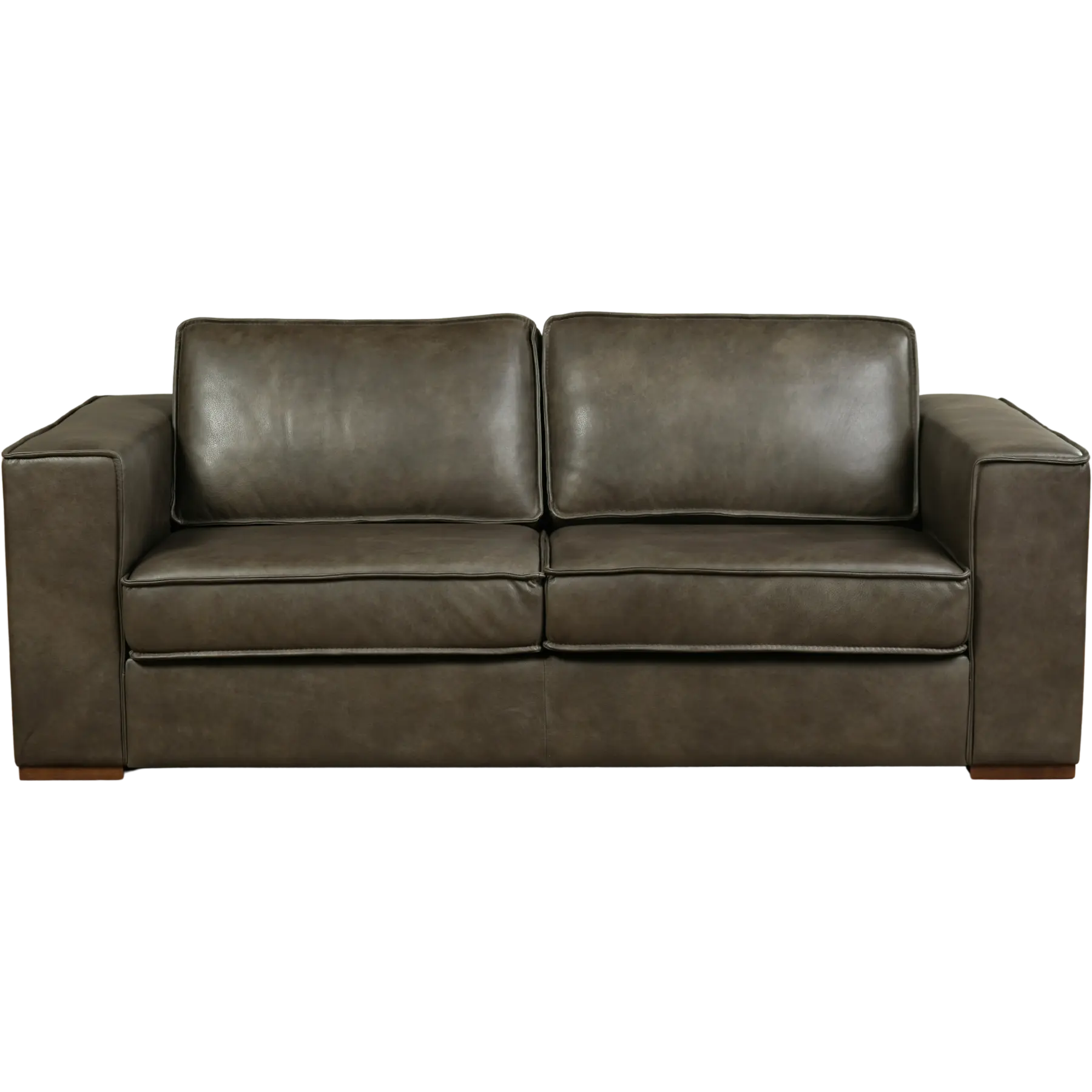 afbeelding van Leren bank Fine - 2,5 zits - Granada Ash (grijs/bruin) - Poten hout bruin