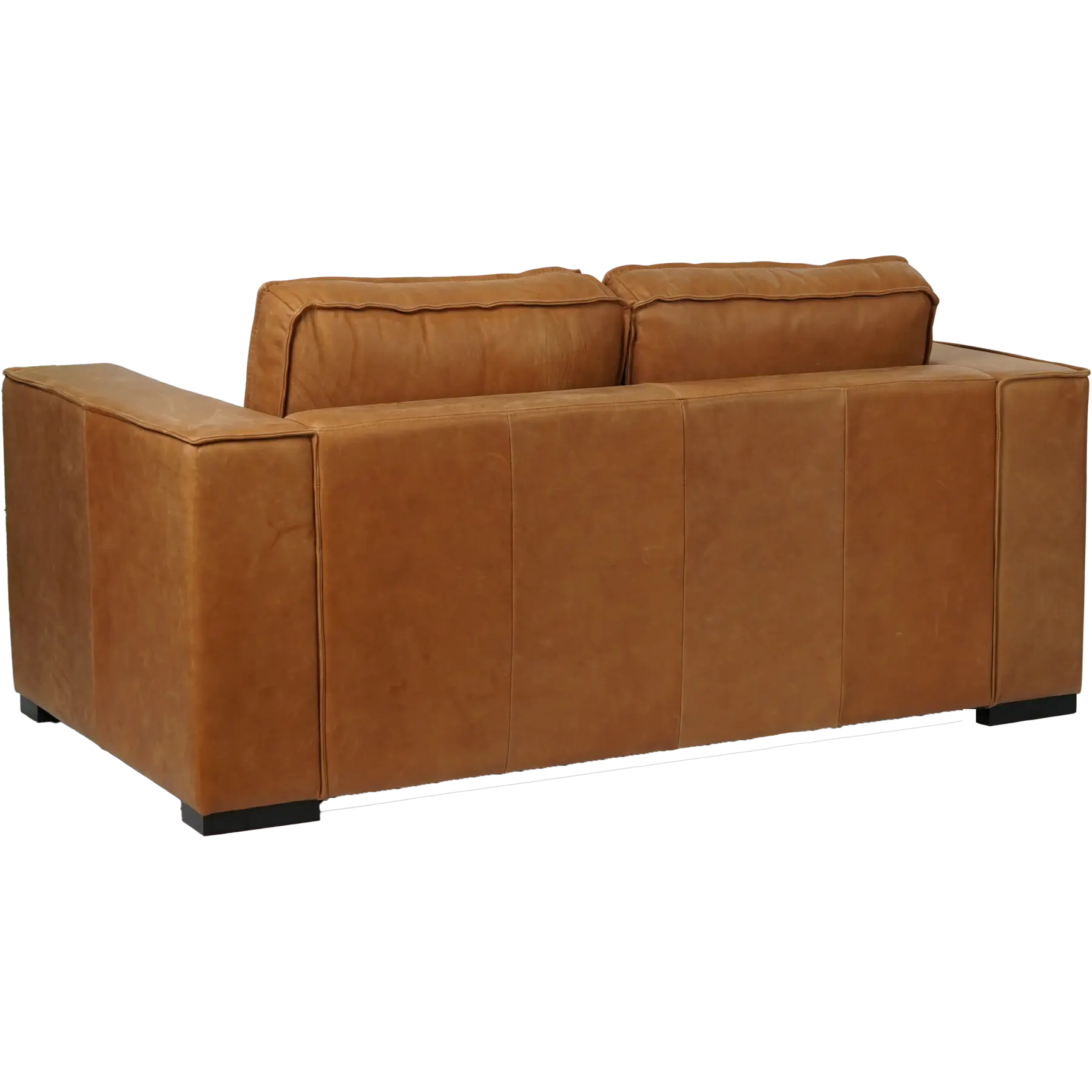 afbeelding van Leren bank Fine - 2 zits - Vintage Cognac (cognac) - Poten hout zwart