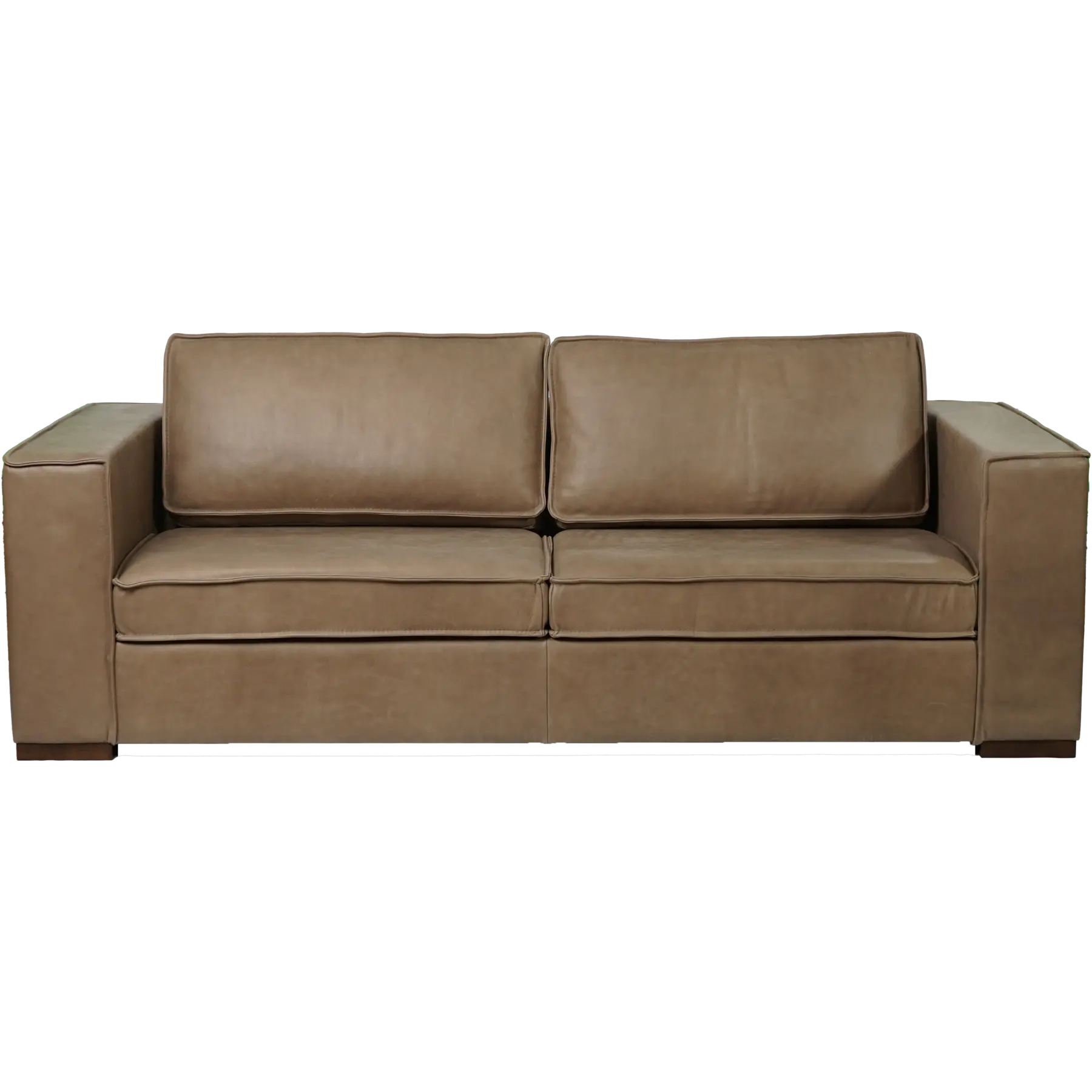 afbeelding van Leren bank Fine - 3 zits - Vintage Taupe (taupe/bruin) - Poten hout bruin