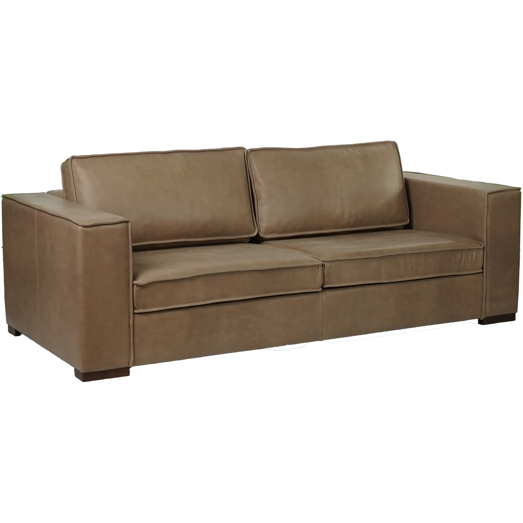 afbeelding van Leren bank Fine - 3 zits - Vintage Taupe (taupe/bruin) - Poten hout bruin