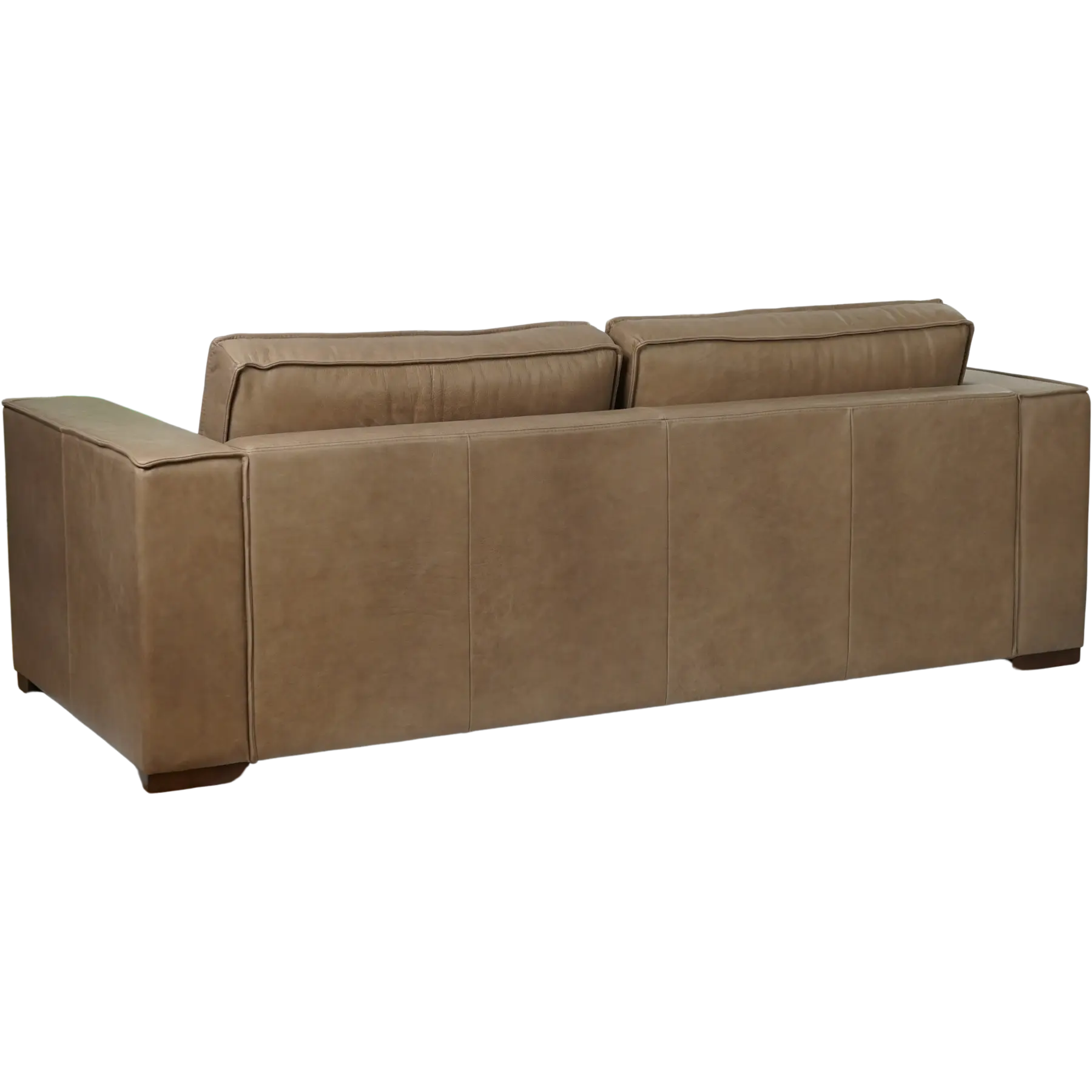 afbeelding van Leren bank Fine - 3 zits - Vintage Taupe (taupe/bruin) - Poten hout bruin