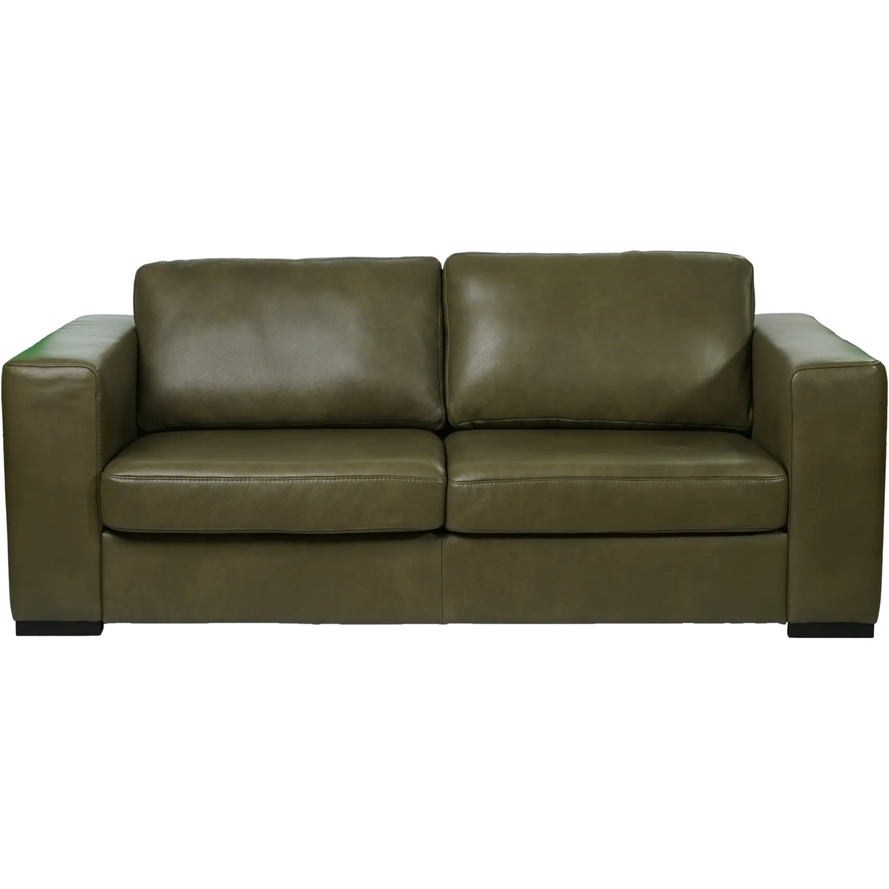 afbeelding van Leren bank Flow - 2 zits - Granada Moss (olijf/groen) - Poten hout zwart