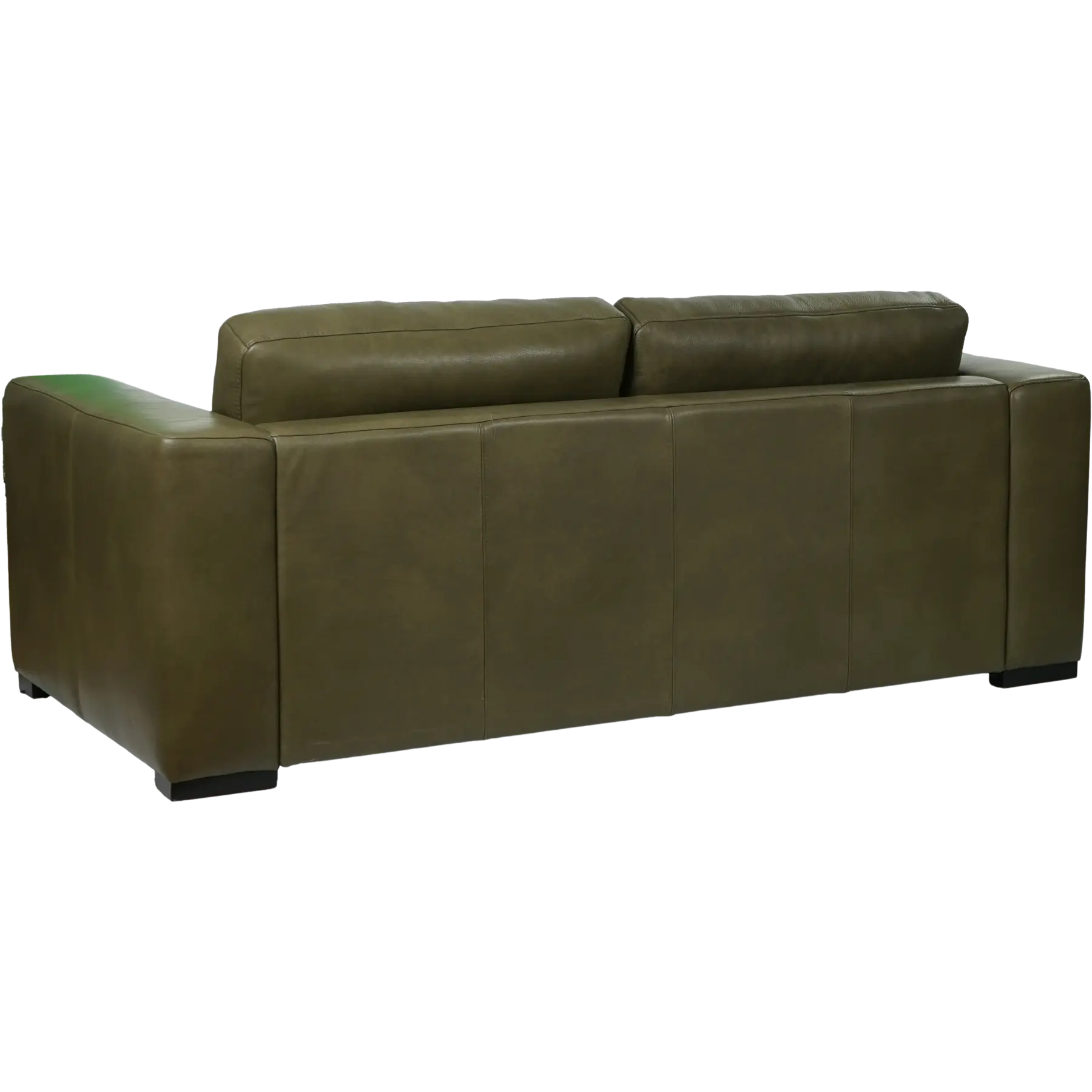 afbeelding van Leren bank Flow - 2 zits - Granada Moss (olijf/groen) - Poten hout zwart