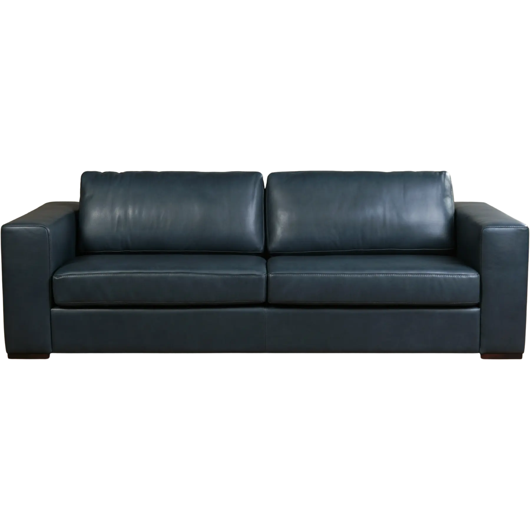 afbeelding van Leren bank Flow - 3,5 zits - Granada Blue (blauw) - Poten hout bruin