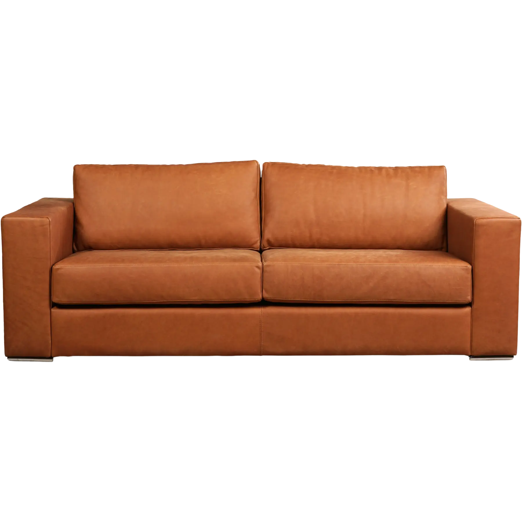 afbeelding van Leren bank Flow - 3 zits - Rancho Cognac (cognac) - Poten hout bruin