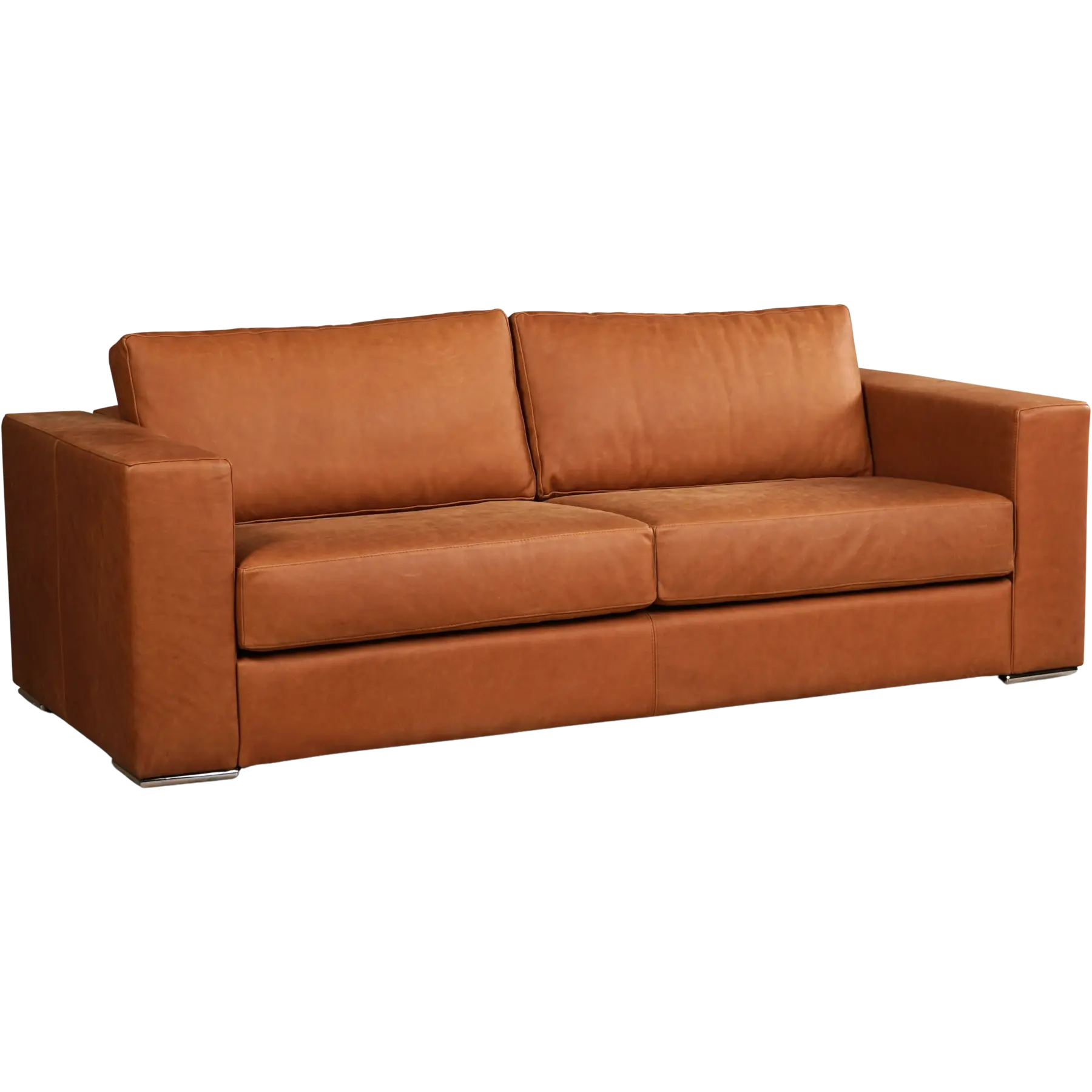 afbeelding van Leren bank Flow - 3 zits - Rancho Cognac (cognac) - Poten hout bruin