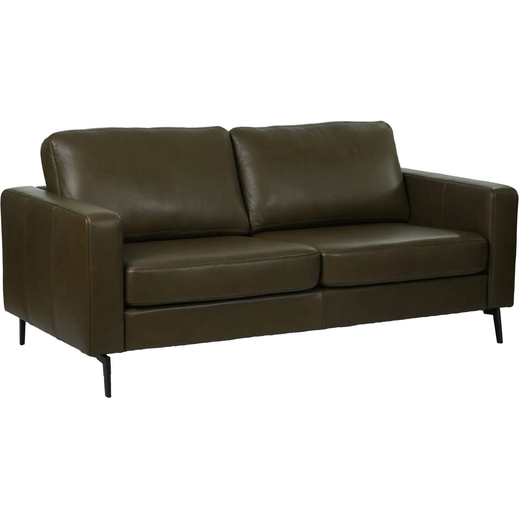 afbeelding van Leren bank Match - 2,5 zits - Elegance Green (donkergroen) - Poten staal zwart