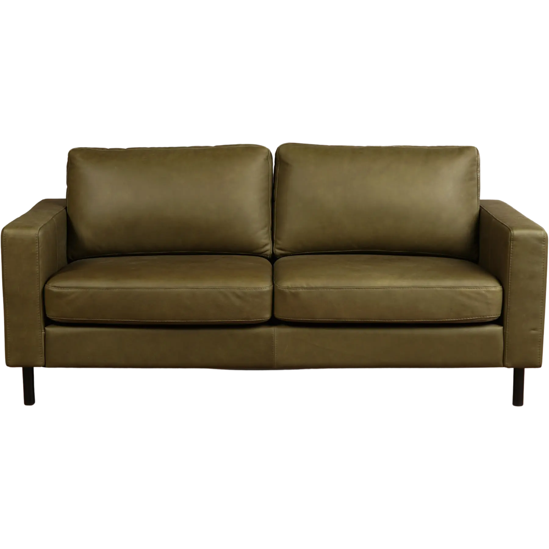 afbeelding van Leren bank Match - 2,5 zits - Rancho Green (olijf/groen) - Poten staal zwart