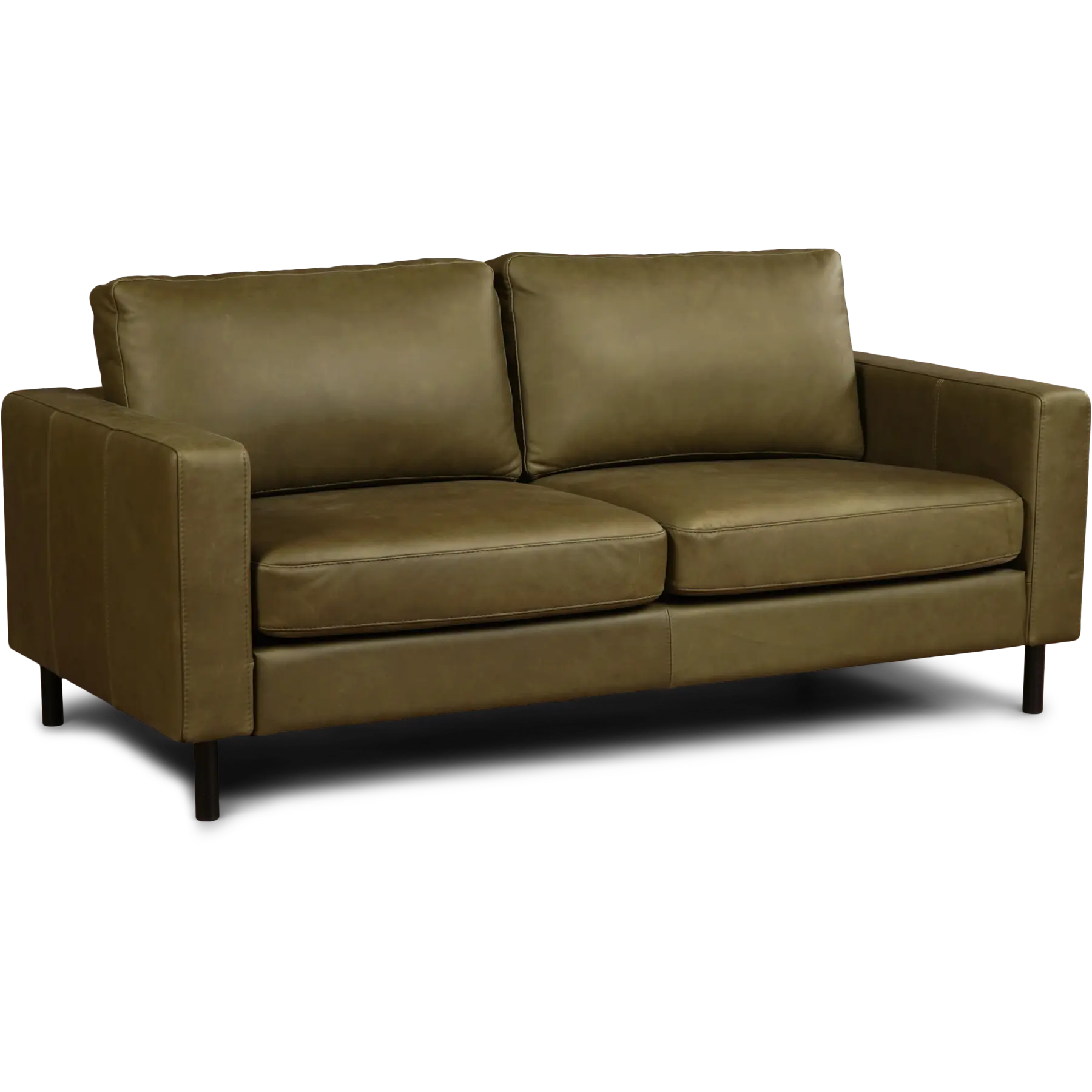 afbeelding van Leren bank Match - 2,5 zits - Rancho Green (olijf/groen) - Poten staal zwart