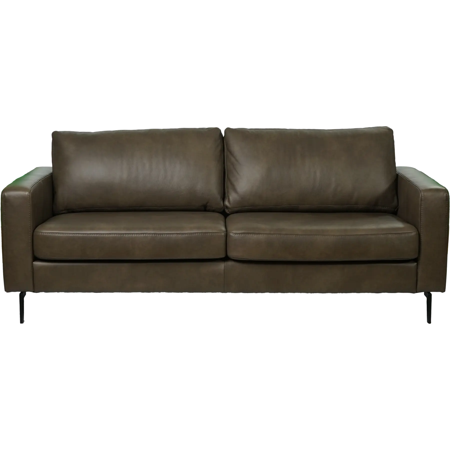 afbeelding van Leren bank Match - 3 zits - Granada Ash (grijs/bruin) - Poten staal zwart