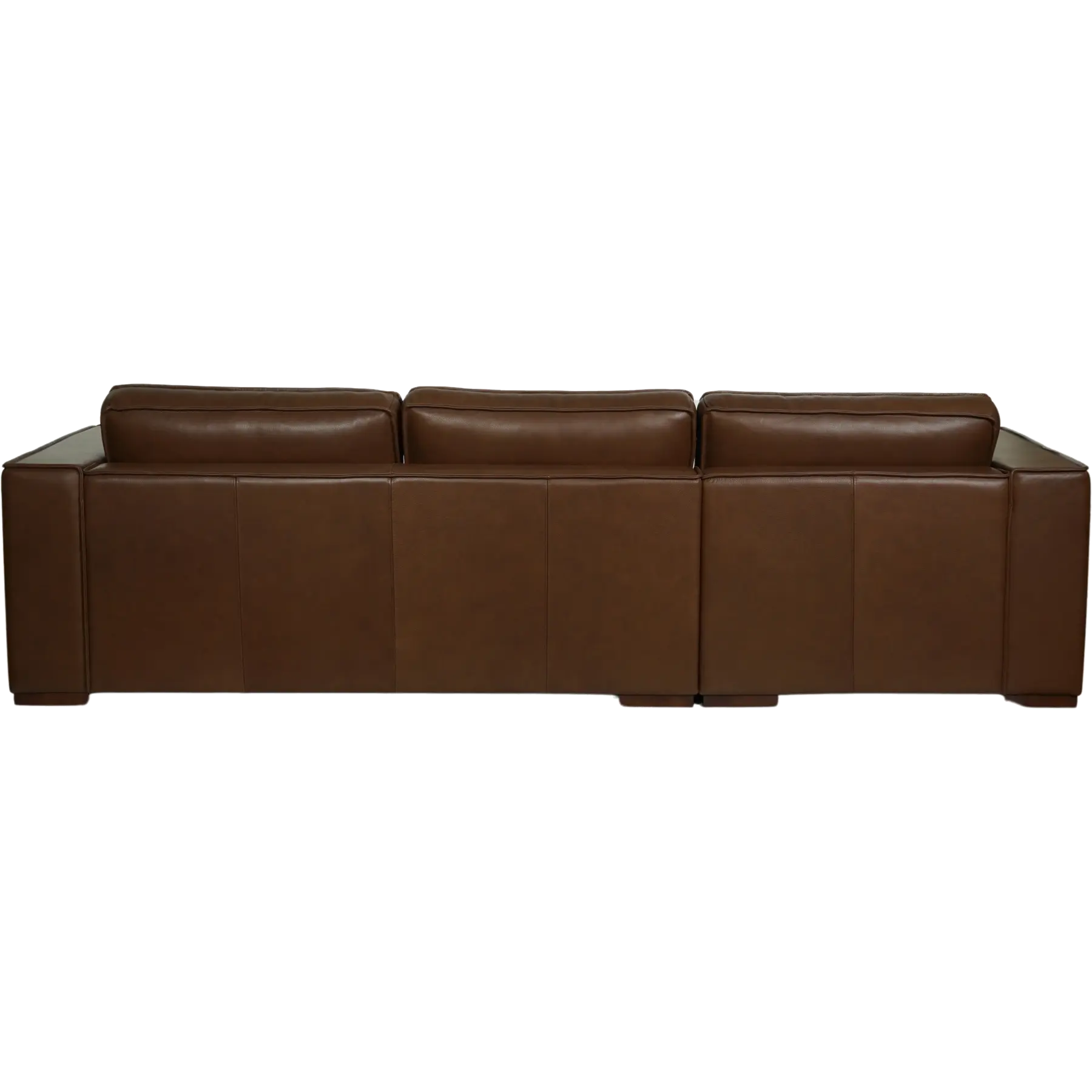 afbeelding van Leren hoekbank Fine - 2 zits arm rechts + longchair links - Elegance Brown (bruin) - Poten hout zwart