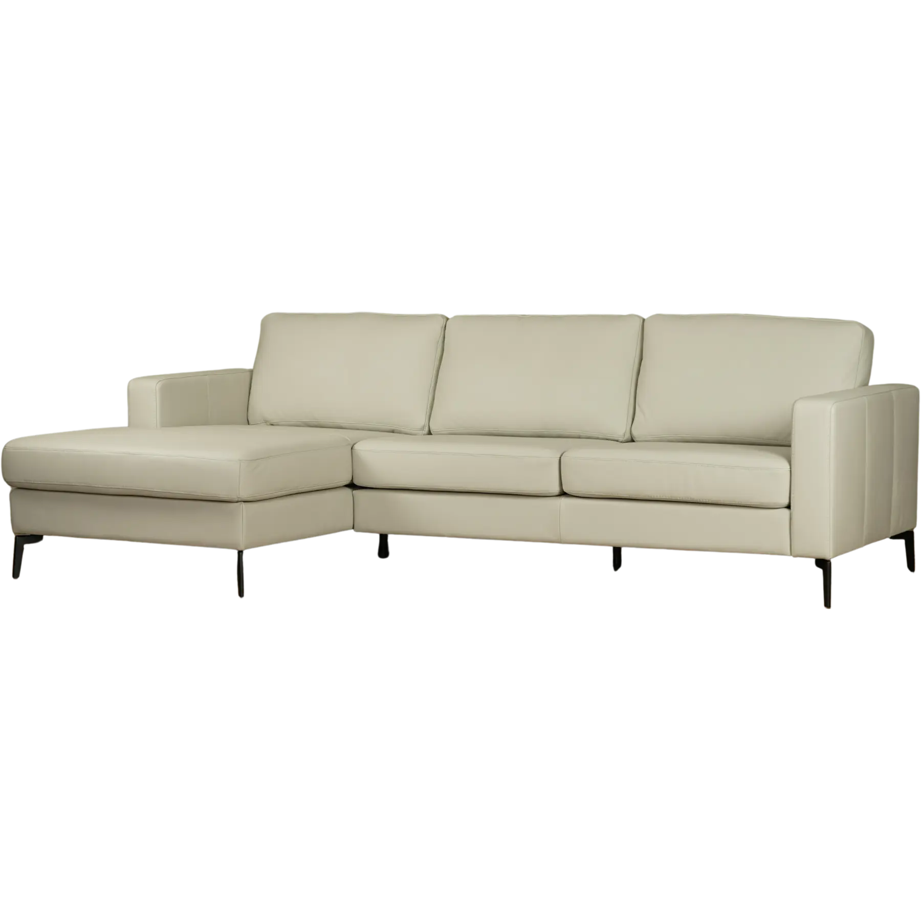 afbeelding van Leren hoekbank Match - 2.5-zits arm rechts + Longchair arm links - Toledo Nebbia (creme) - Poten staal zwart