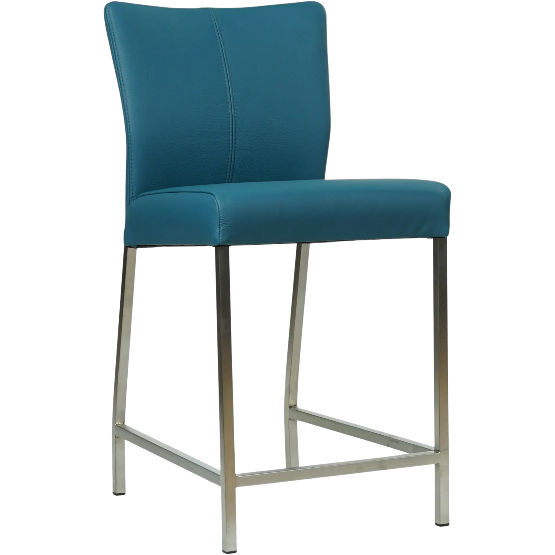 afbeelding van Leren barkruk Revolt laag - Toledo Turquoise (blauw) - Poten staal vierkant RVS