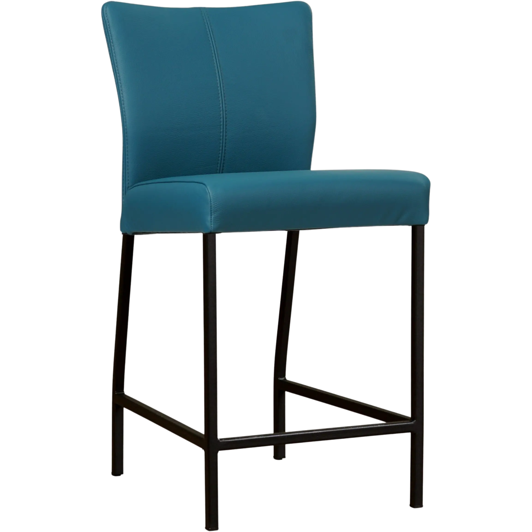 afbeelding van Leren barkruk Revolt laag - Toledo Turquoise (blauw) - Poten staal vierkant zwart