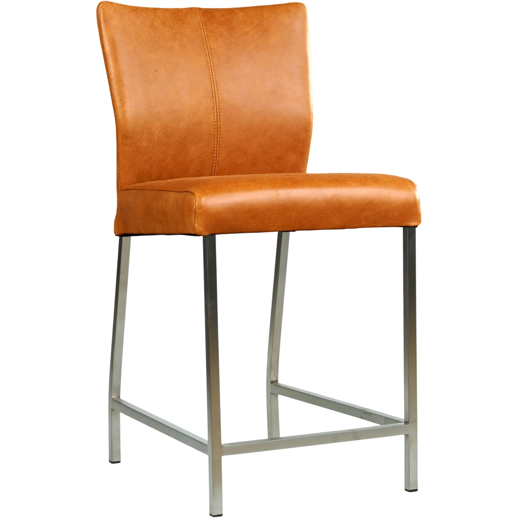 afbeelding van Leren barkruk Revolt laag - Vintage Cognac (cognac) - Poten staal vierkant RVS