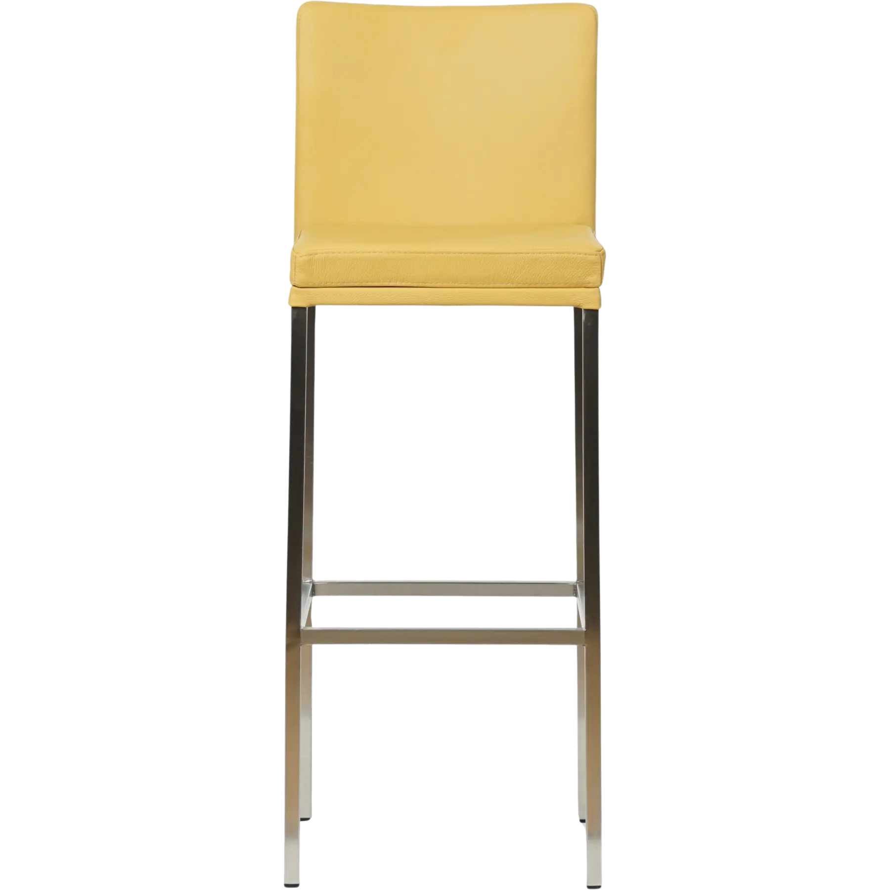 afbeelding van Leren barkruk Break hoog - Toledo Lemon (geel) - Poten staal vierkant RVS