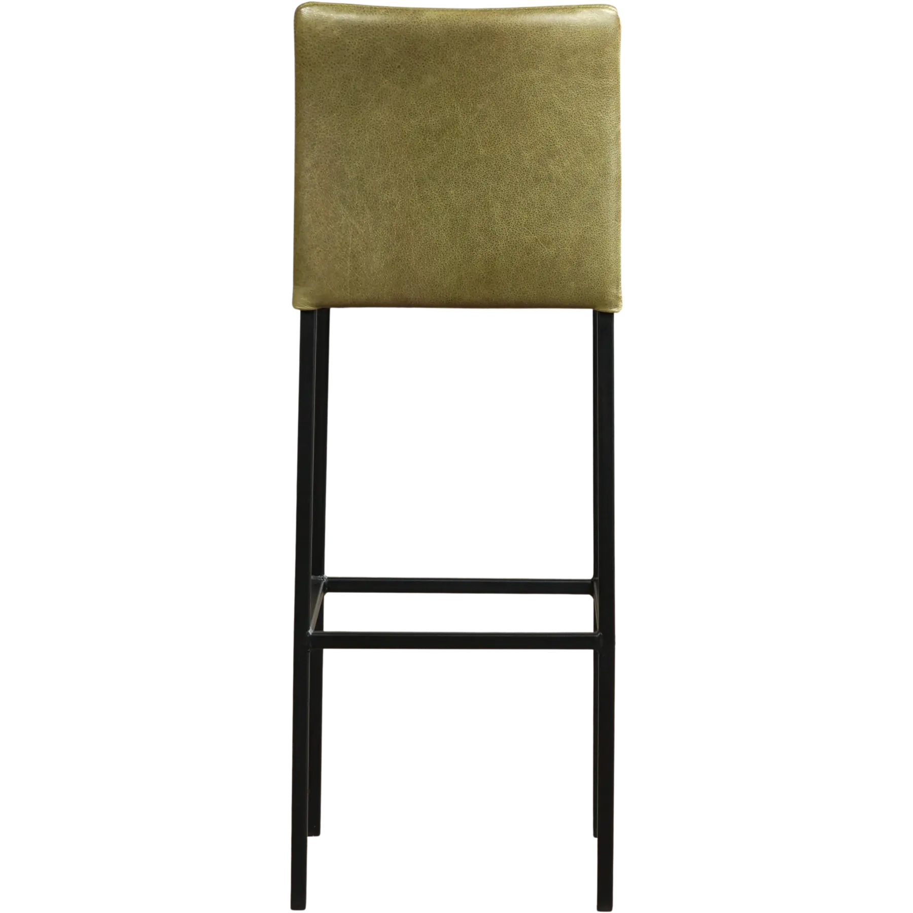 afbeelding van Leren barkruk Break hoog - Vintage Olive (olijf/groen) - Poten staal vierkant zwart