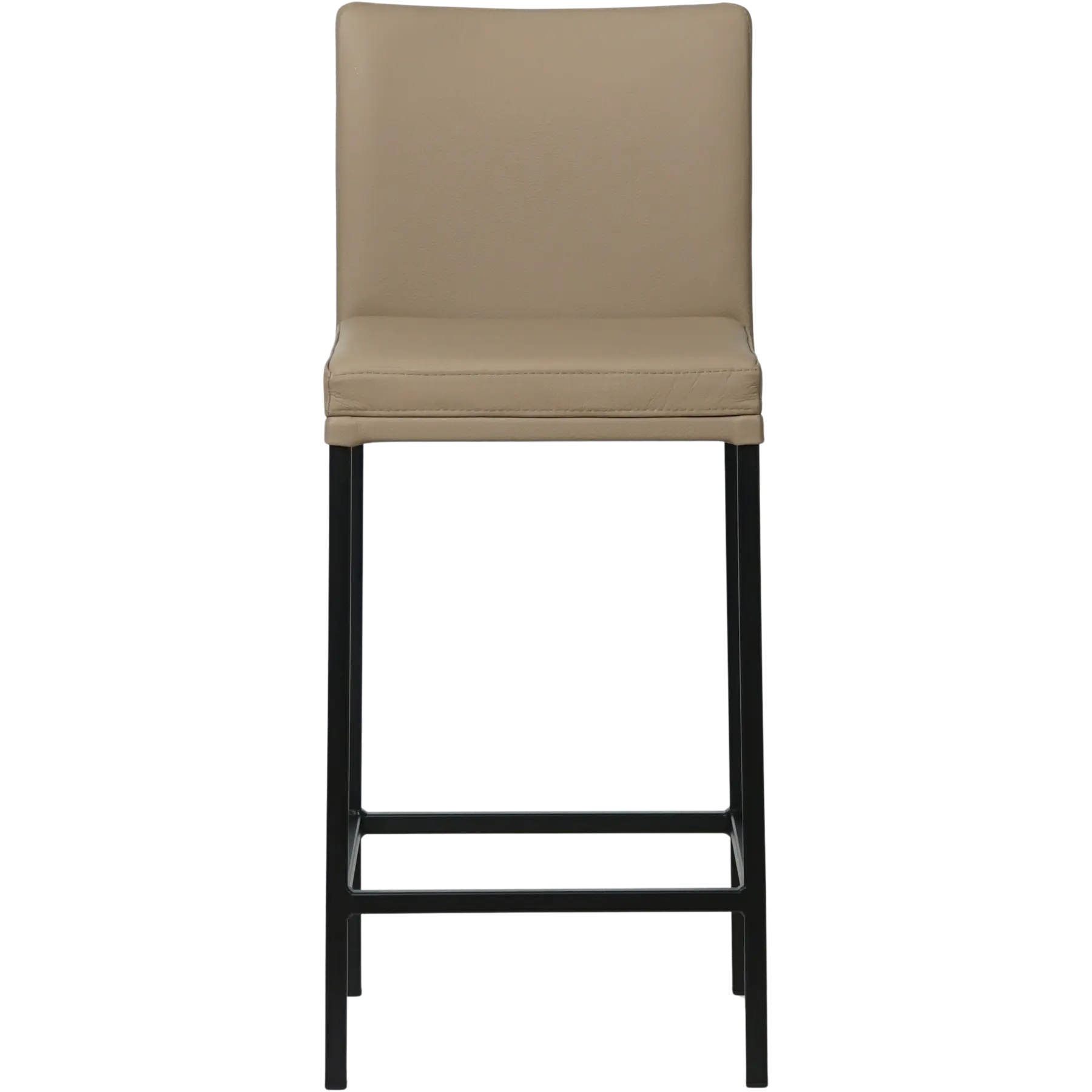 afbeelding van Leren barkruk Break laag - Hermes Mocca (taupe/bruin) - Poten staal vierkant zwart