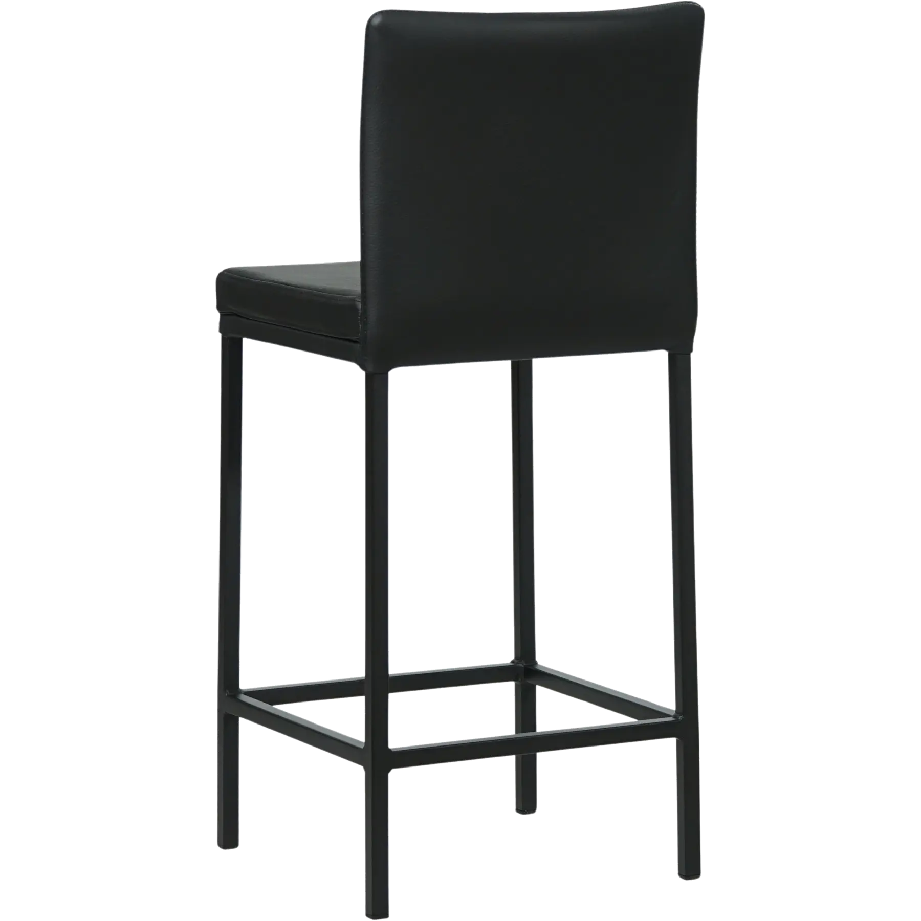 afbeelding van Leren barkruk Break laag - Hermes Nero (zwart) - Poten staal vierkant zwart