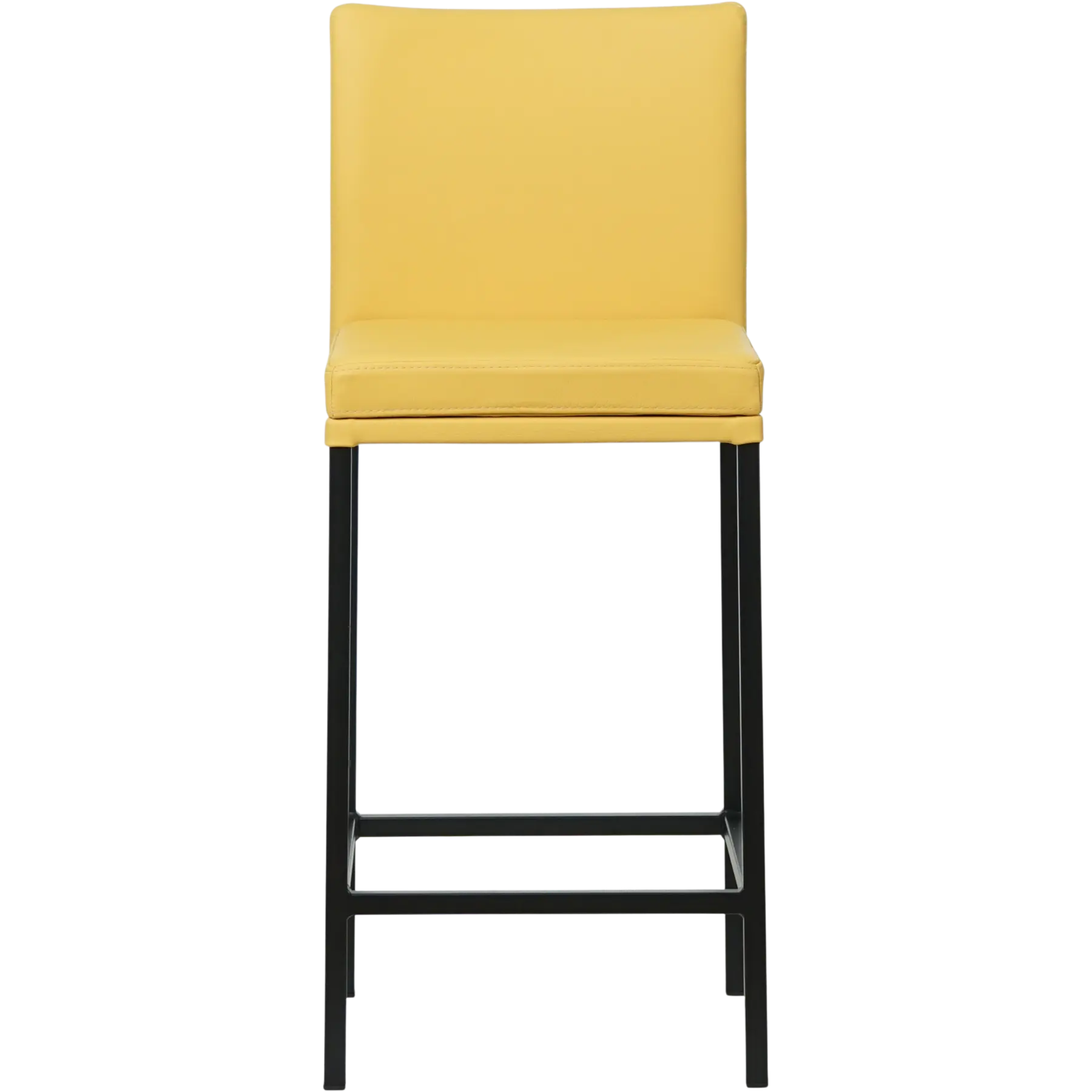 afbeelding van Leren barkruk Break laag - Toledo Giallo (geel) - Poten staal vierkant zwart