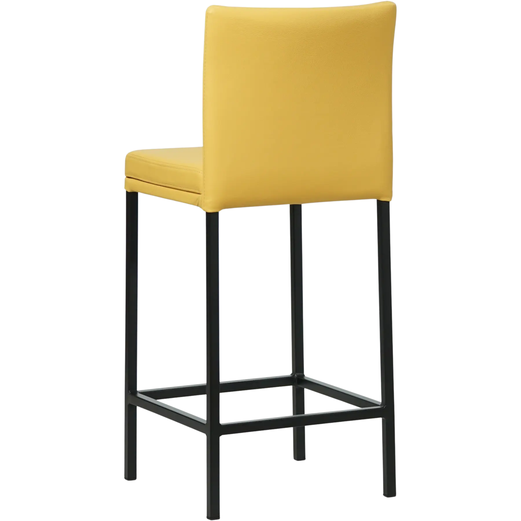 afbeelding van Leren barkruk Break laag - Toledo Giallo (geel) - Poten staal vierkant zwart